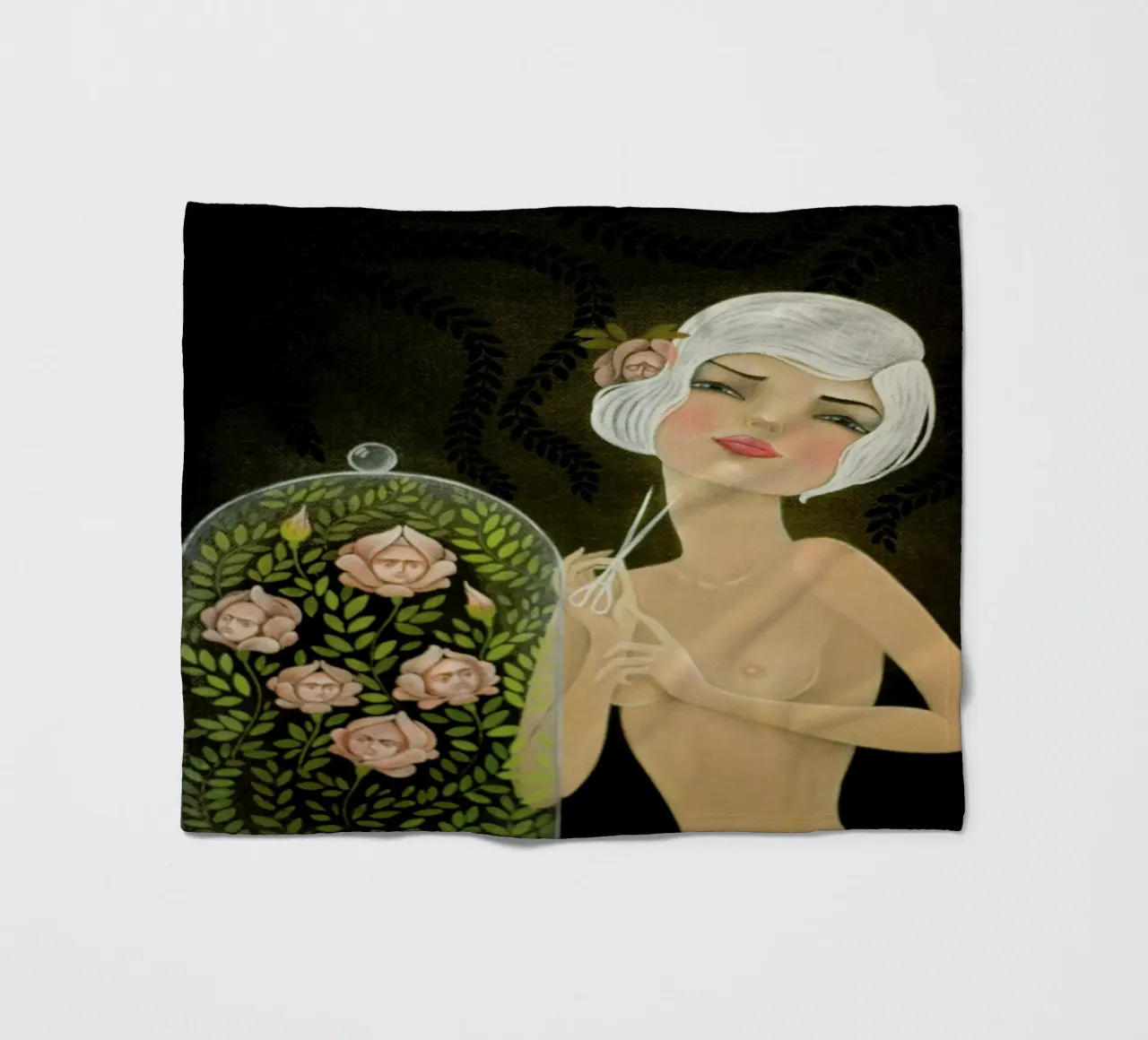 Roses fleece blanket by Lesja Chernish