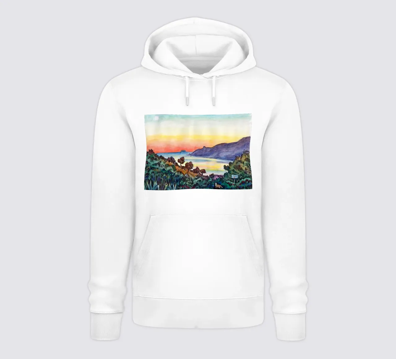 Tramonto in Corsica felpa con cappuccio da C.WILL