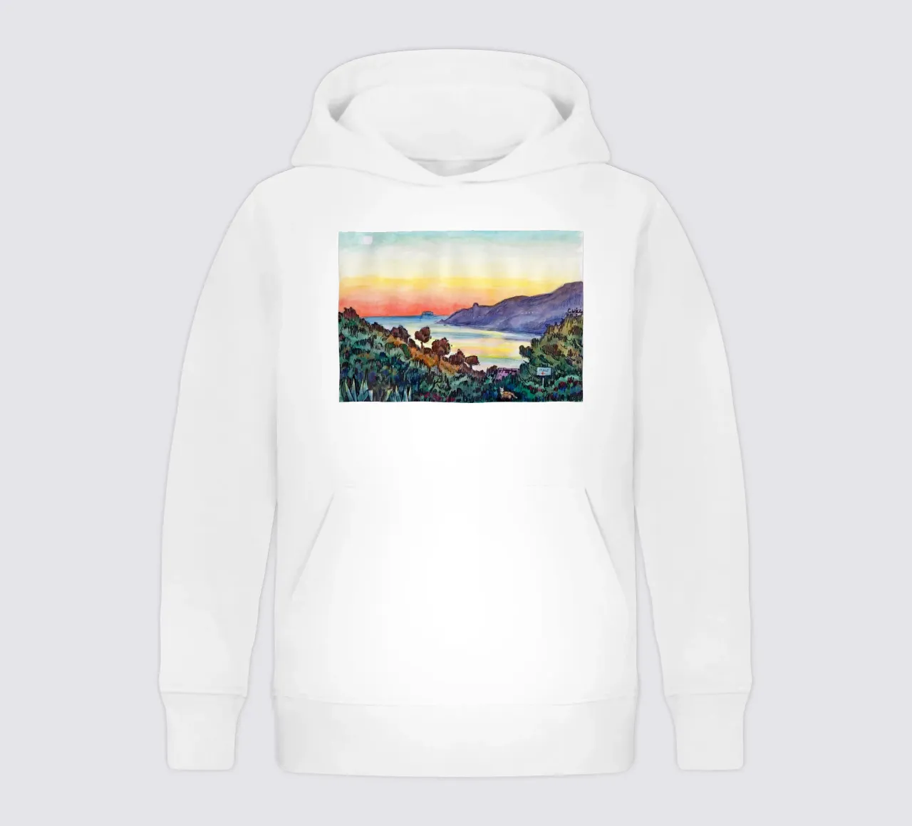 Sunset in Corsica kids hoodie by C.WILL