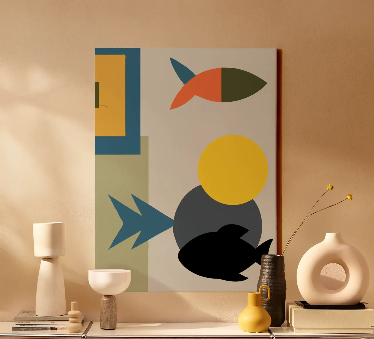 Geometric shapes in varied colors tela da ramosashop