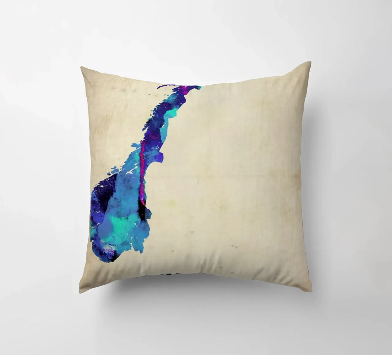 Norway Watercolor Map cuscino da Naxart