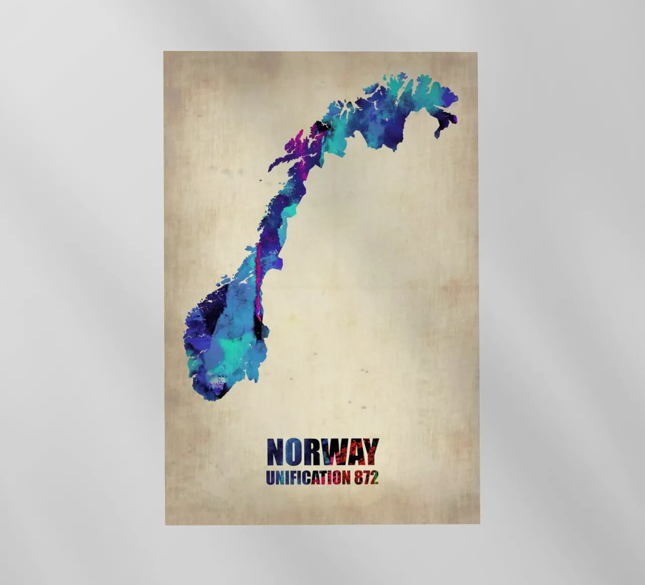 Norway Watercolor Map pellicola backlit da Naxart