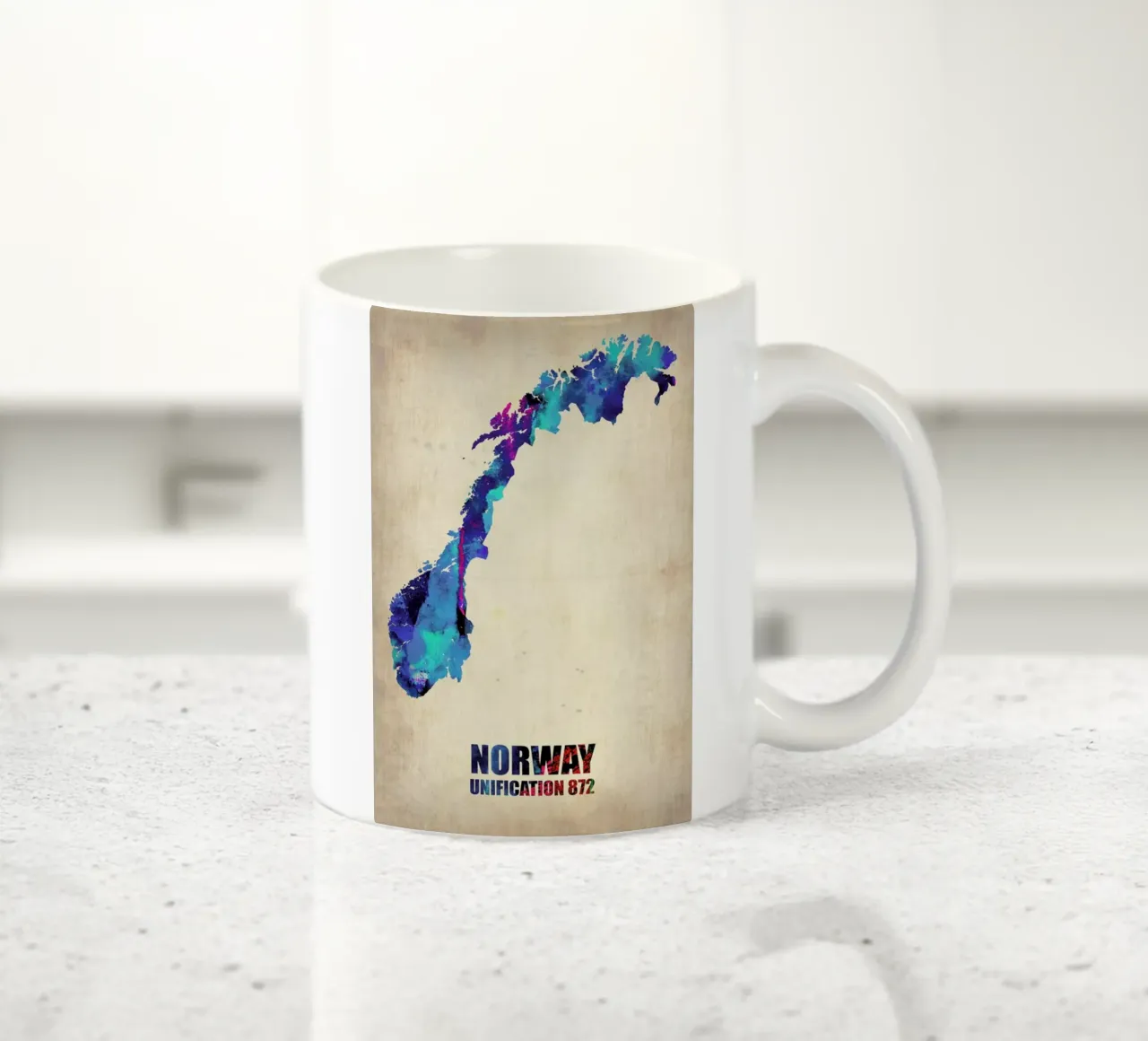 Norway Watercolor Map tazza in ceramica da Naxart