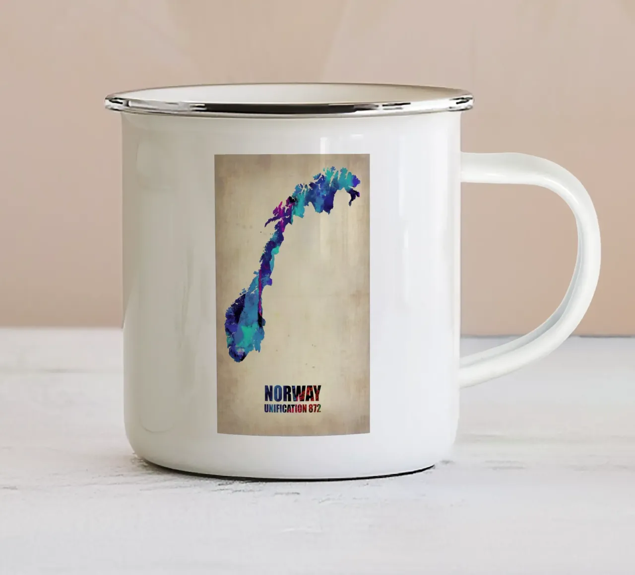 Norway Watercolor Map tazza in smalto da Naxart