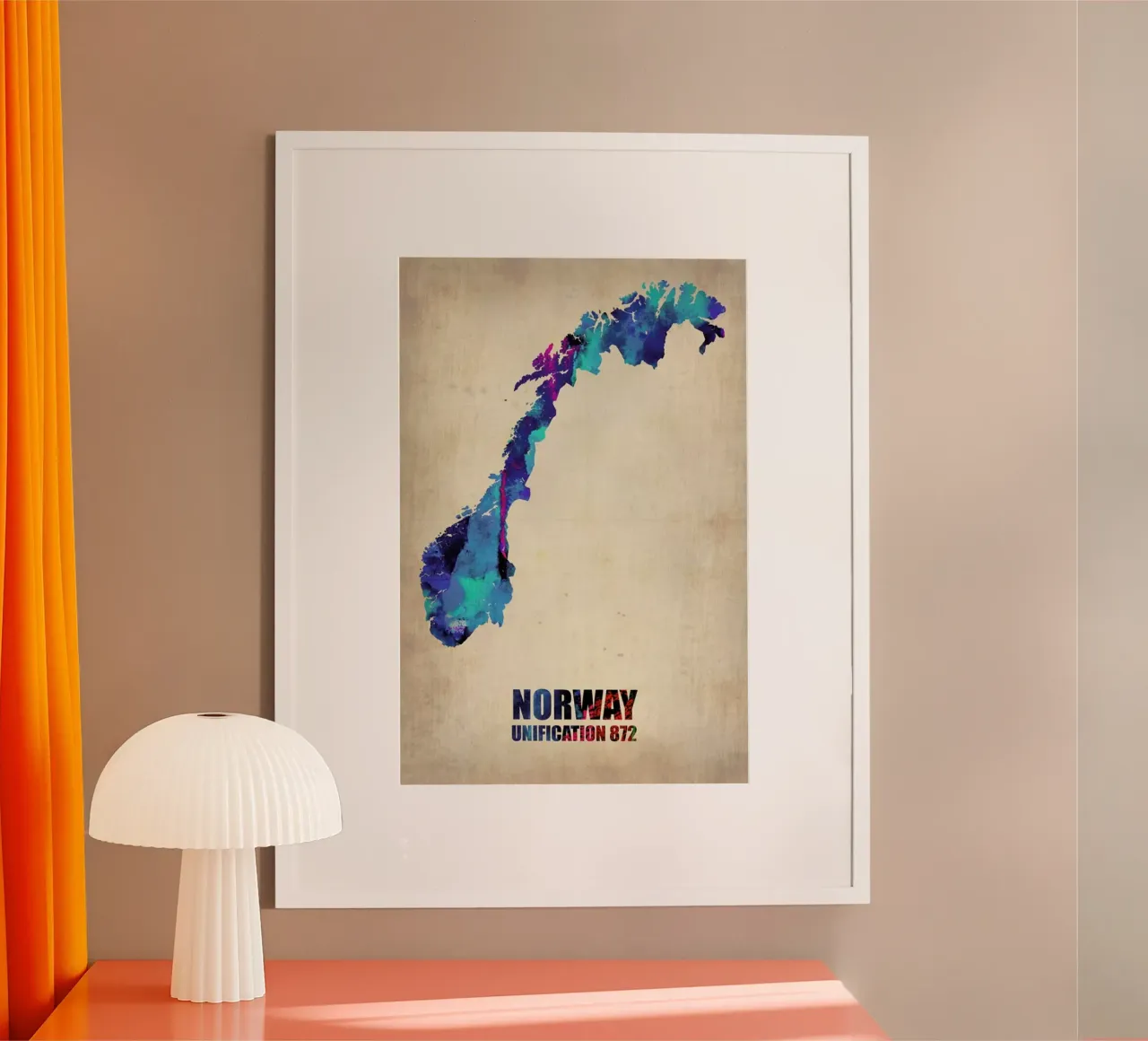 Norway Watercolor Map carta hahnemühle da Naxart
