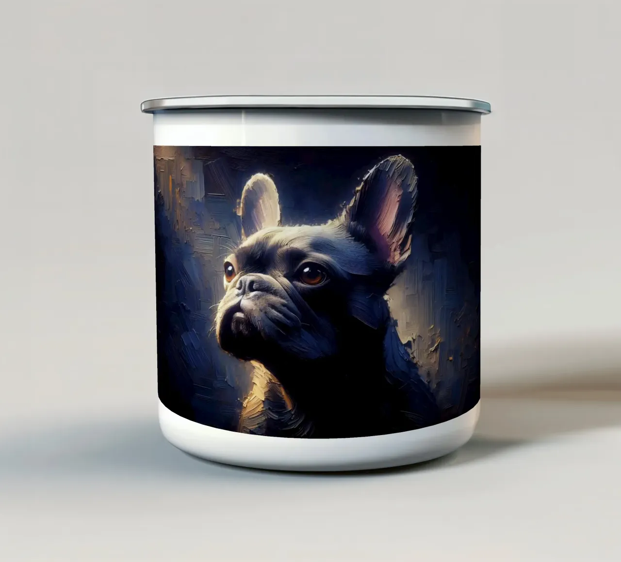 Bulldog francese - immagine animale tazza in smalto da hunde-katzen-tiere