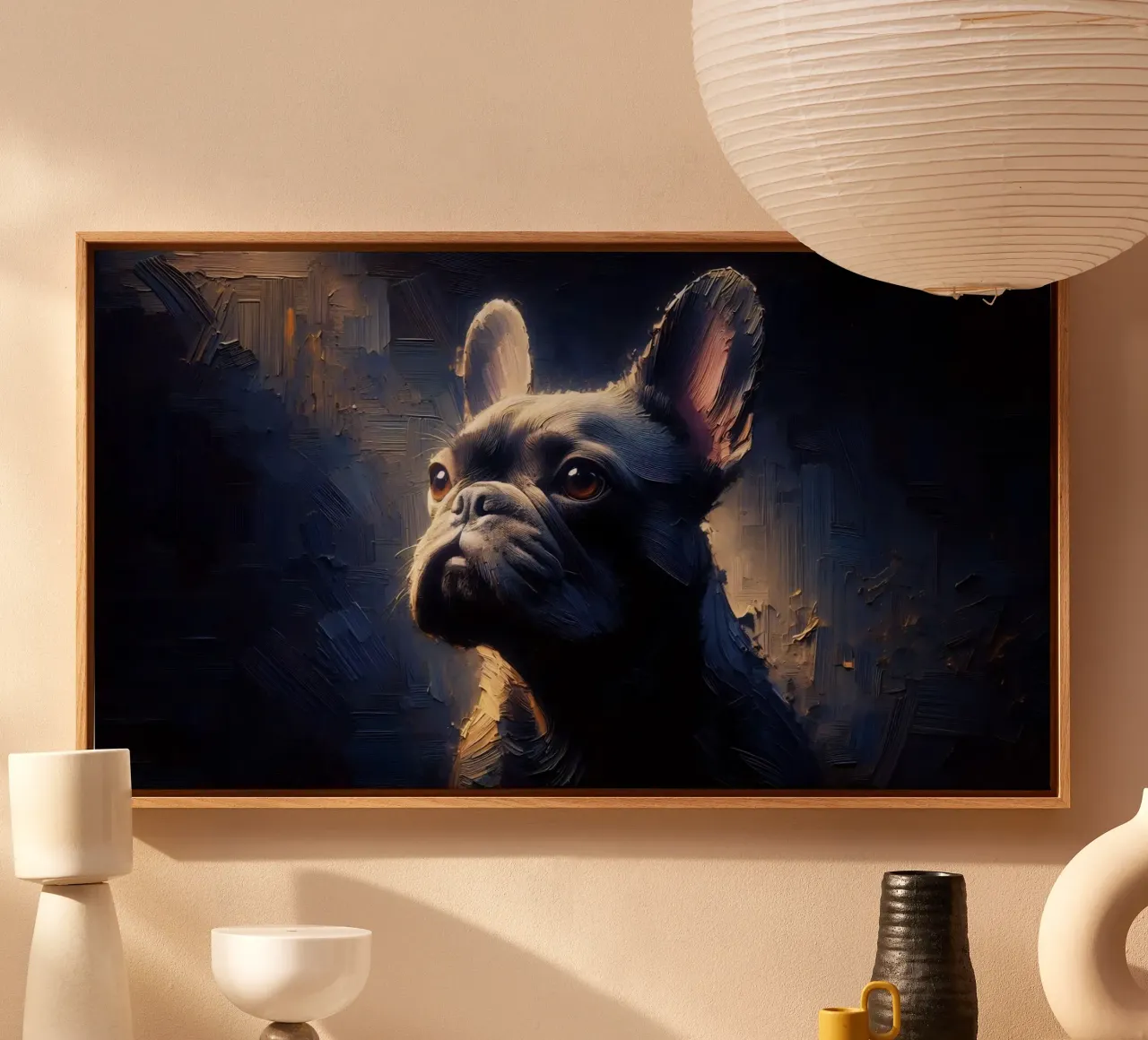 Bulldog francese - immagine animale tela con Cornice a cassetta da hunde-katzen-tiere