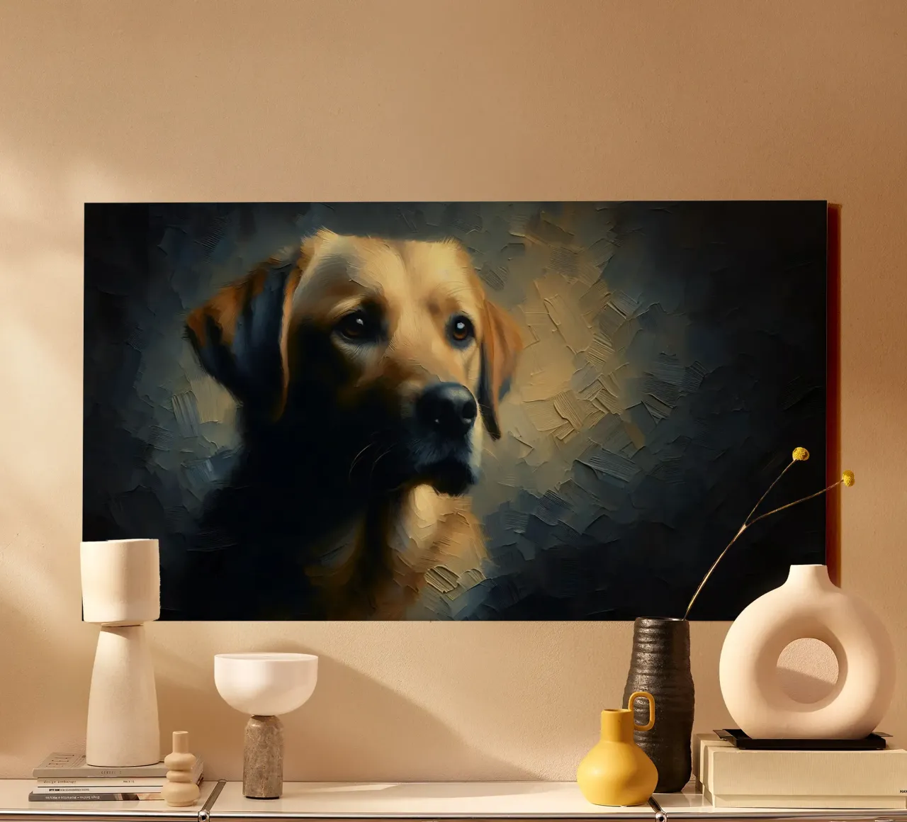 Retriever - Immagine animale tela con Cornice a cassetta da hunde-katzen-tiere