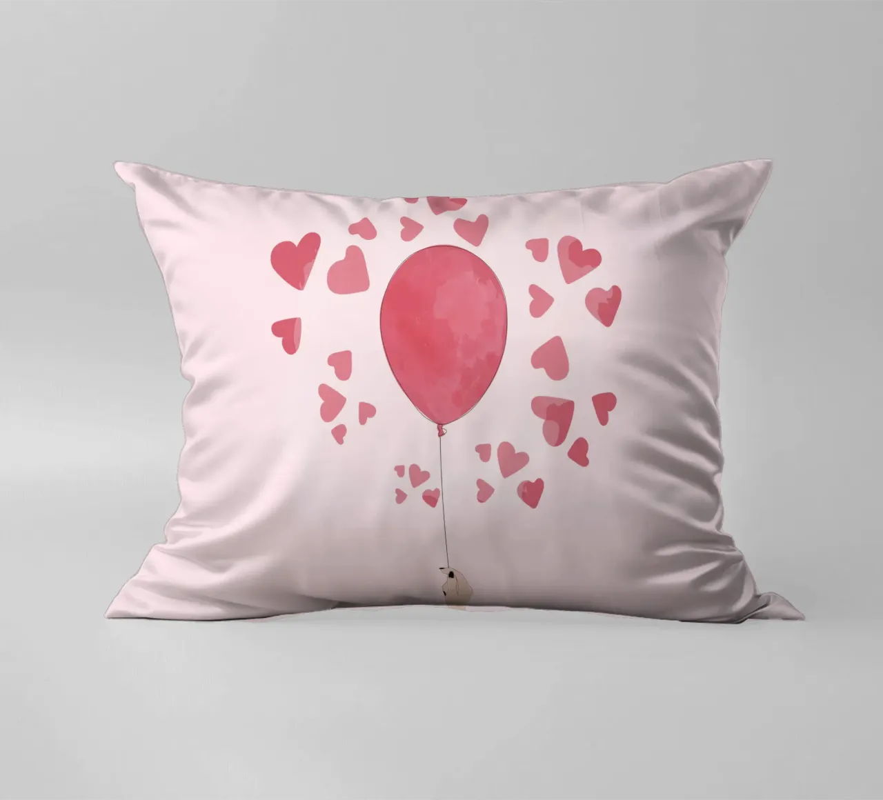 Romantic Balloon with Floating Hearts cuscino da Claudia S. Design