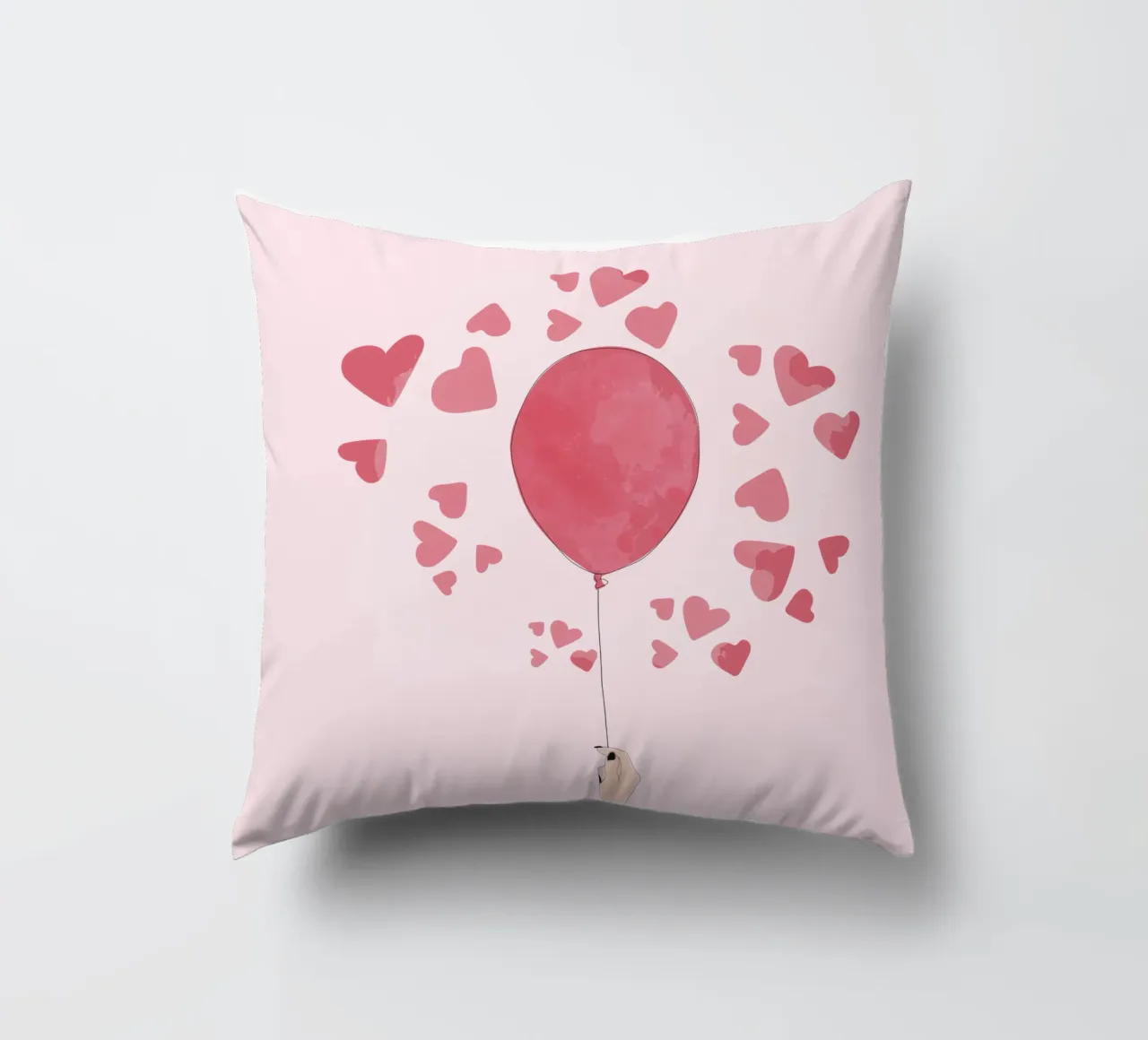Romantic Balloon with Floating Hearts cuscino da Claudia S. Design