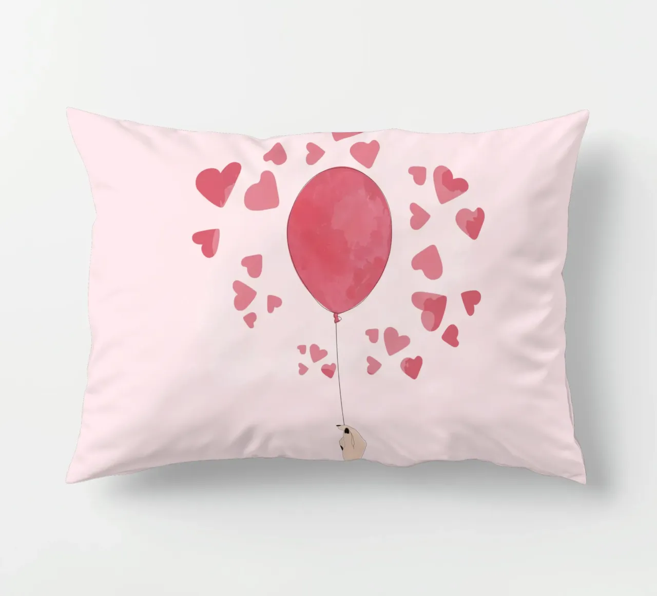 Romantic Balloon with Floating Hearts cuscino da Claudia S. Design