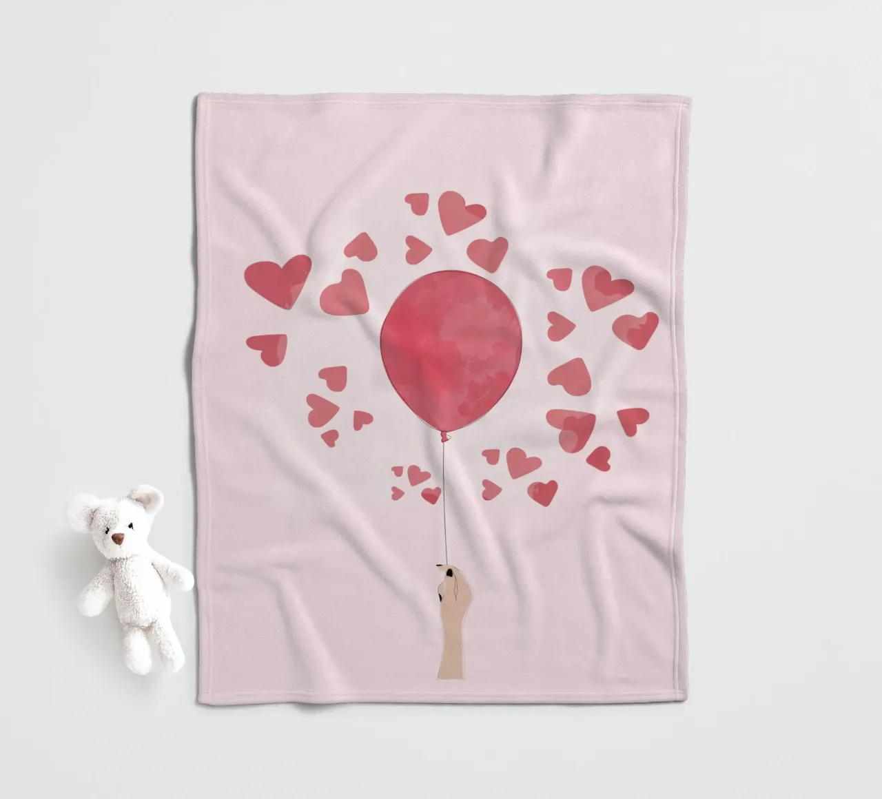 Romantic Balloon with Floating Hearts coperta in pile da Claudia S. Design