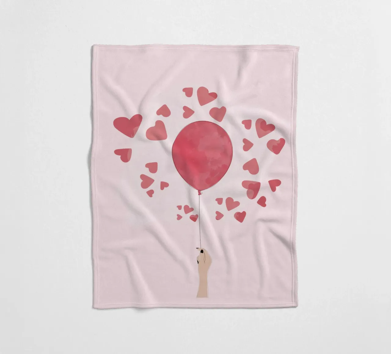 Romantic Balloon with Floating Hearts coperta in pile da Claudia S. Design