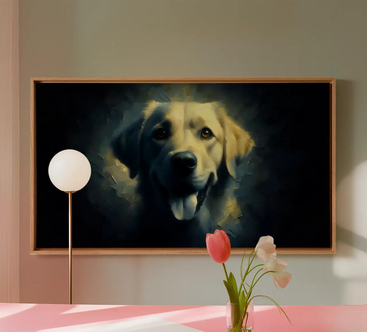 Retriever - Immagine animale tela con Cornice a cassetta da hunde-katzen-tiere