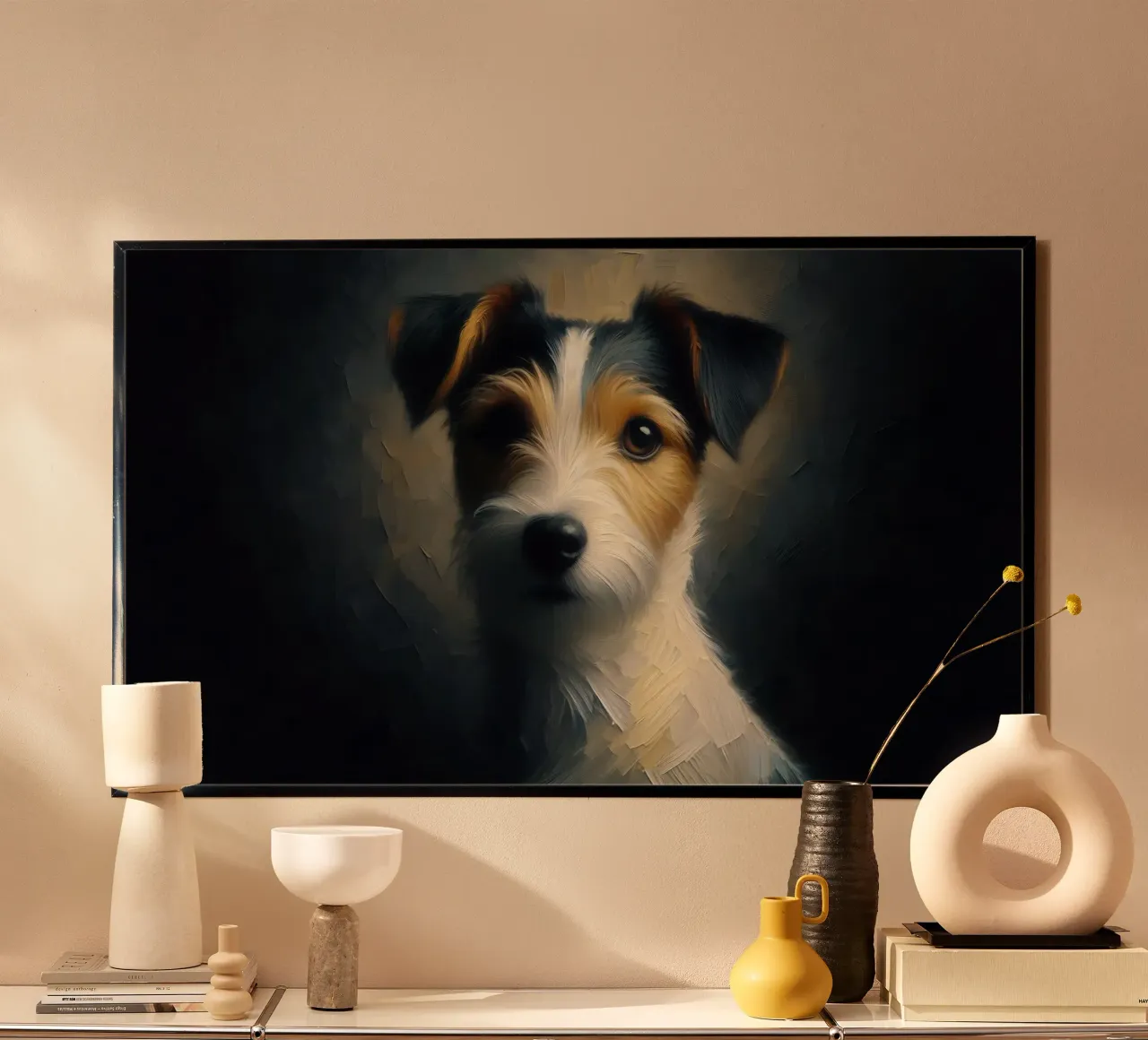 Russel Terrier - Immagine animale poster con telaio in legno da hunde-katzen-tiere