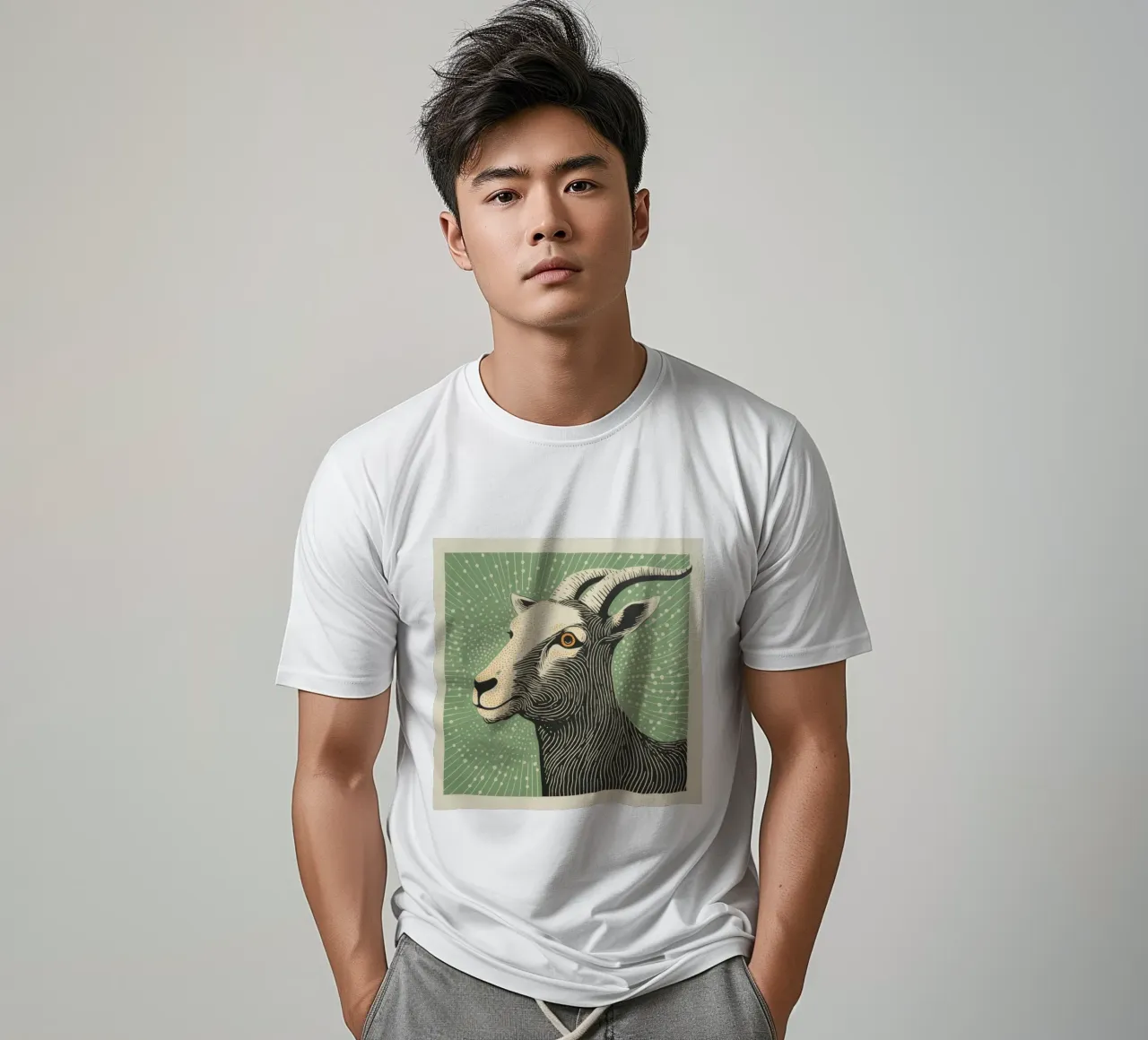 Chèvre verte 1 t-shirt de Minimal Animal Art
