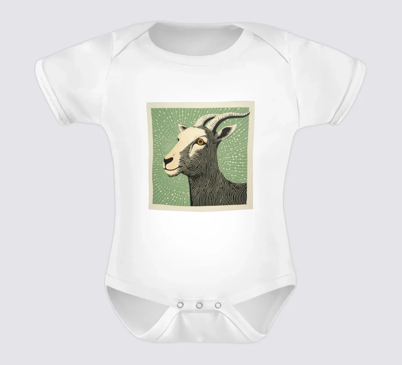 Groene geit 1 babyrompertje korte mouwen van Minimal Animal Art