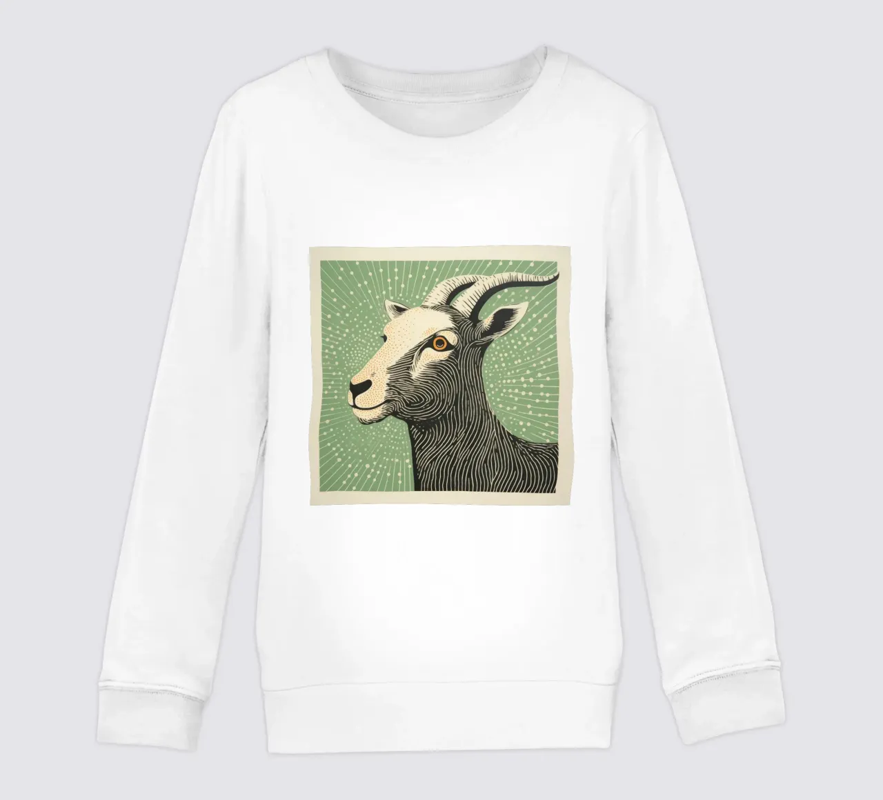 Grüne Ziege 1 Kinder Sweatshirt von Minimal Animal Art