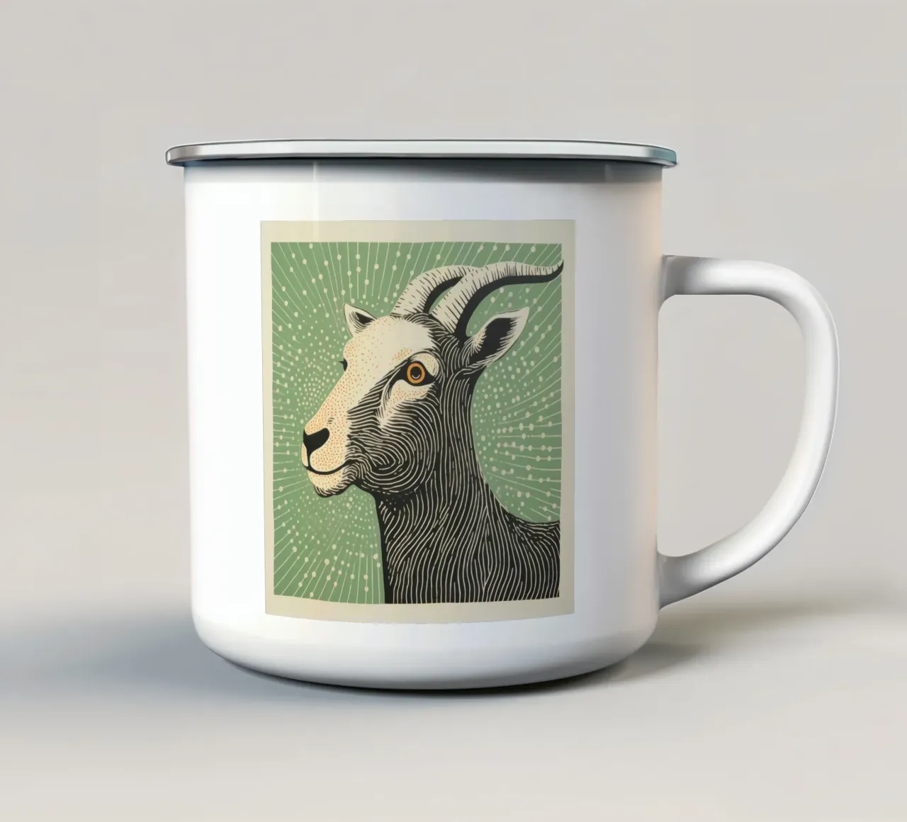 Capra verde 1 tazza in smalto da Minimal Animal Art