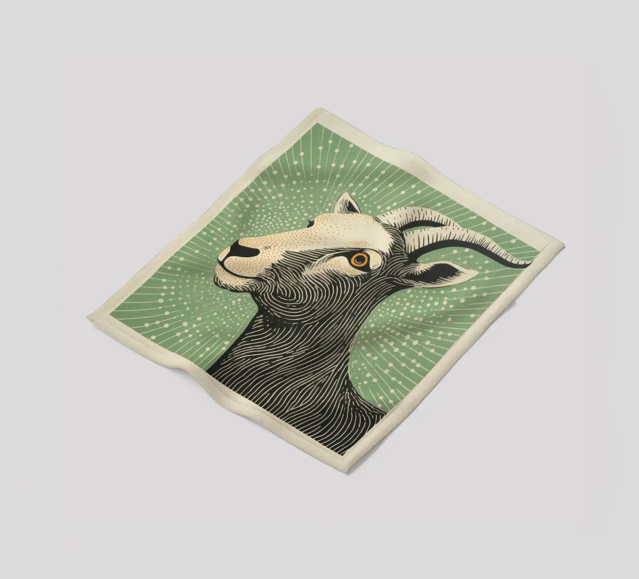Chèvre verte 1 plaid polaire de Minimal Animal Art