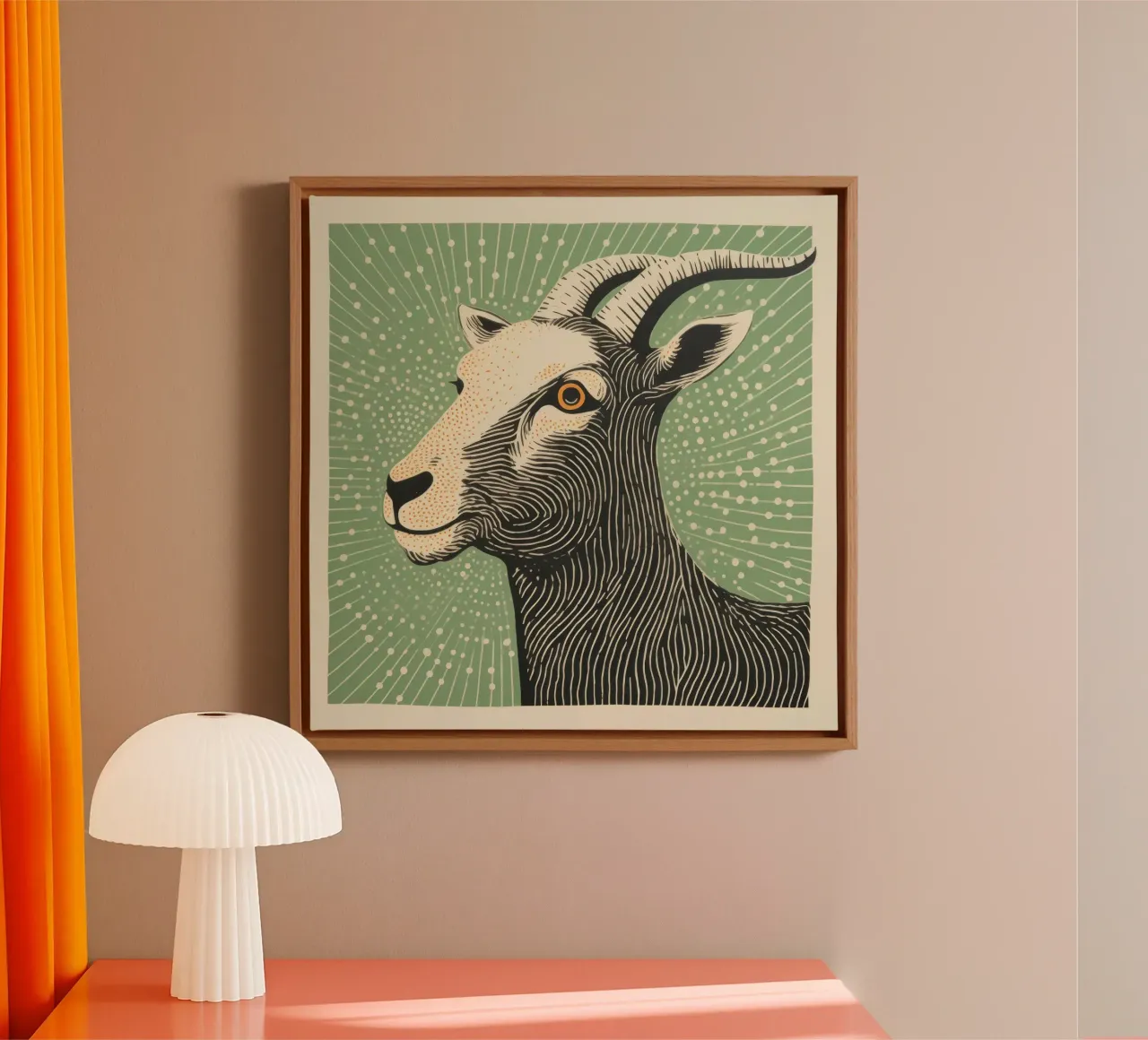 Grüne Ziege 1 Leinwand von Minimal Animal Art
