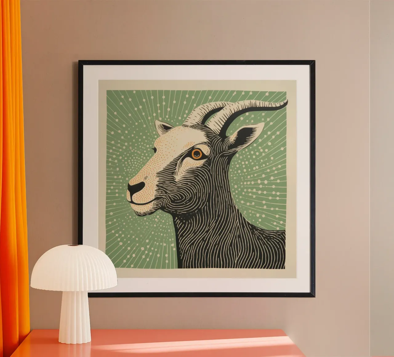 Green Goat poster da Minimal Animal Art