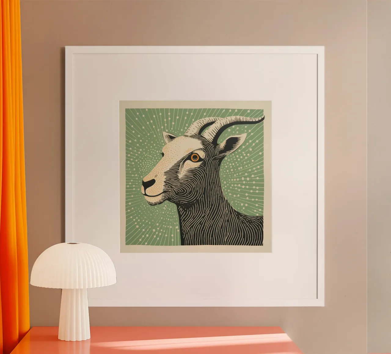 Green Goat poster da Minimal Animal Art