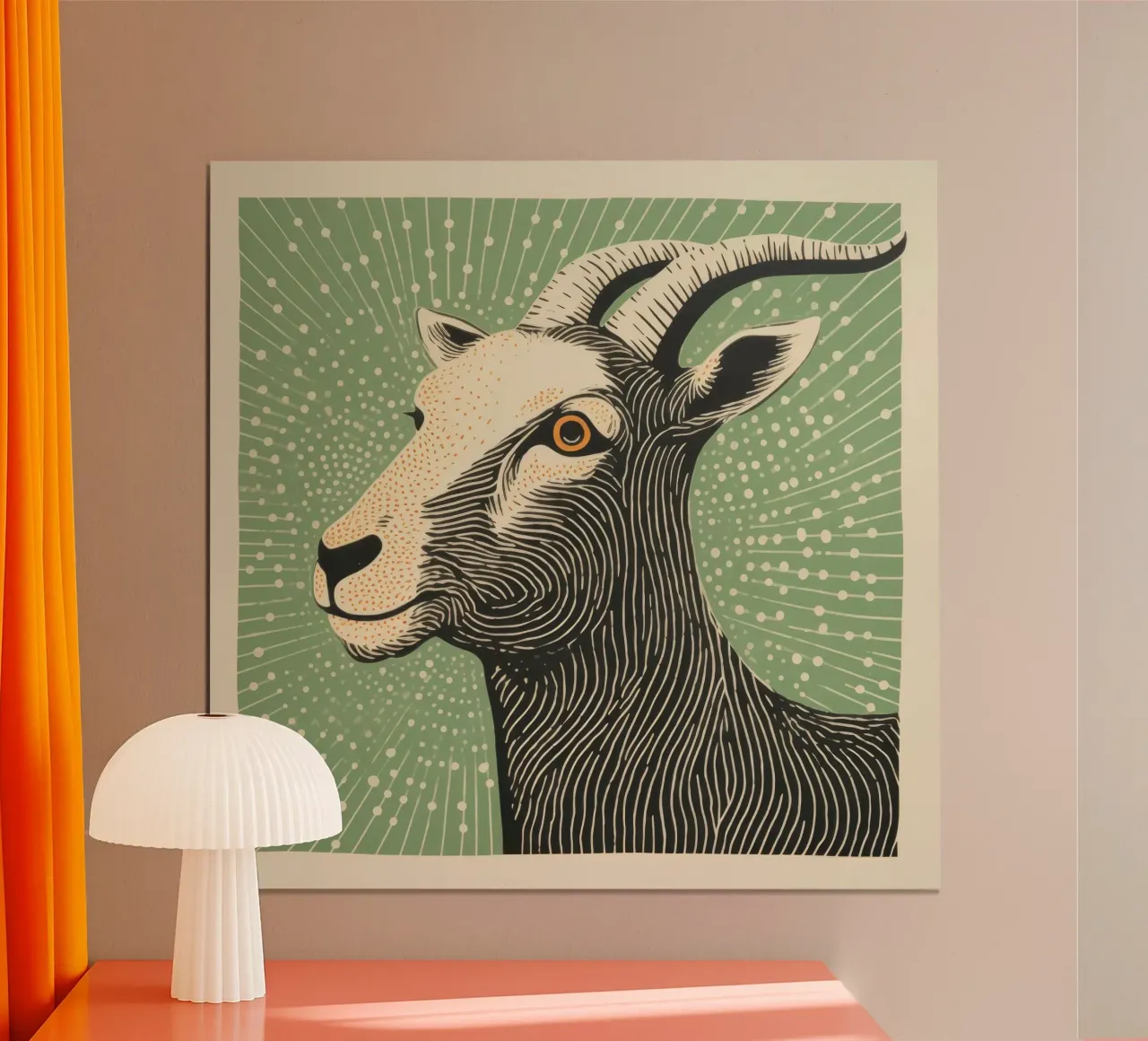 Green Goat poster da Minimal Animal Art