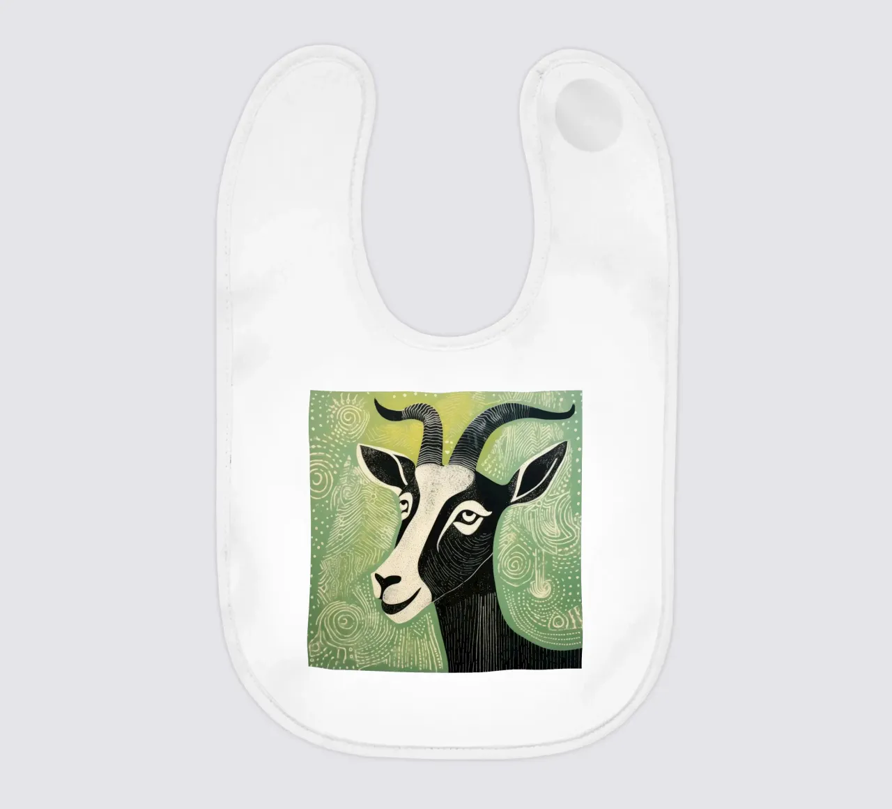 Green Goat 2 baby bib by Minimal Animal Art