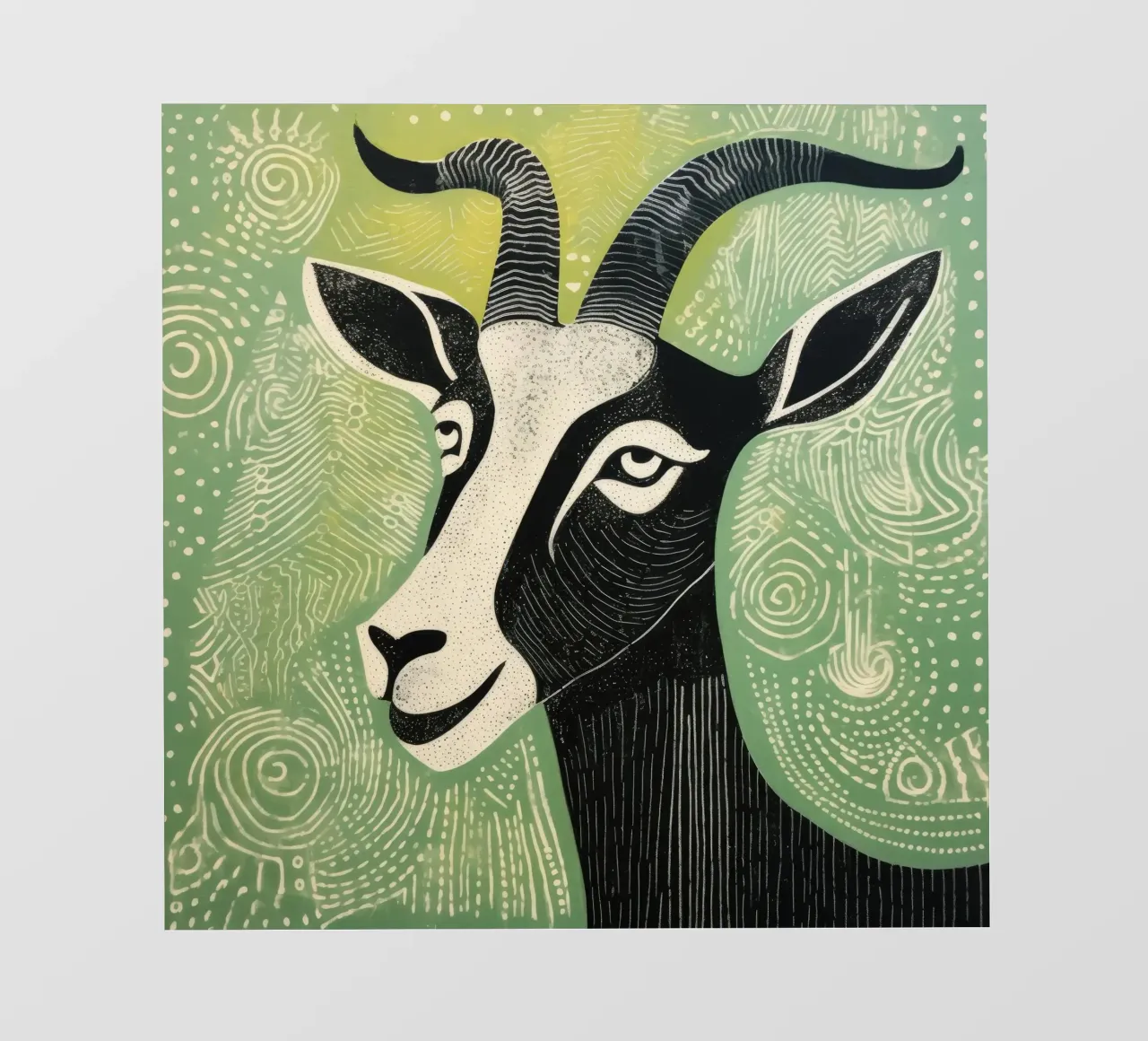 Grüne Ziege 2 Fototapete von Minimal Animal Art