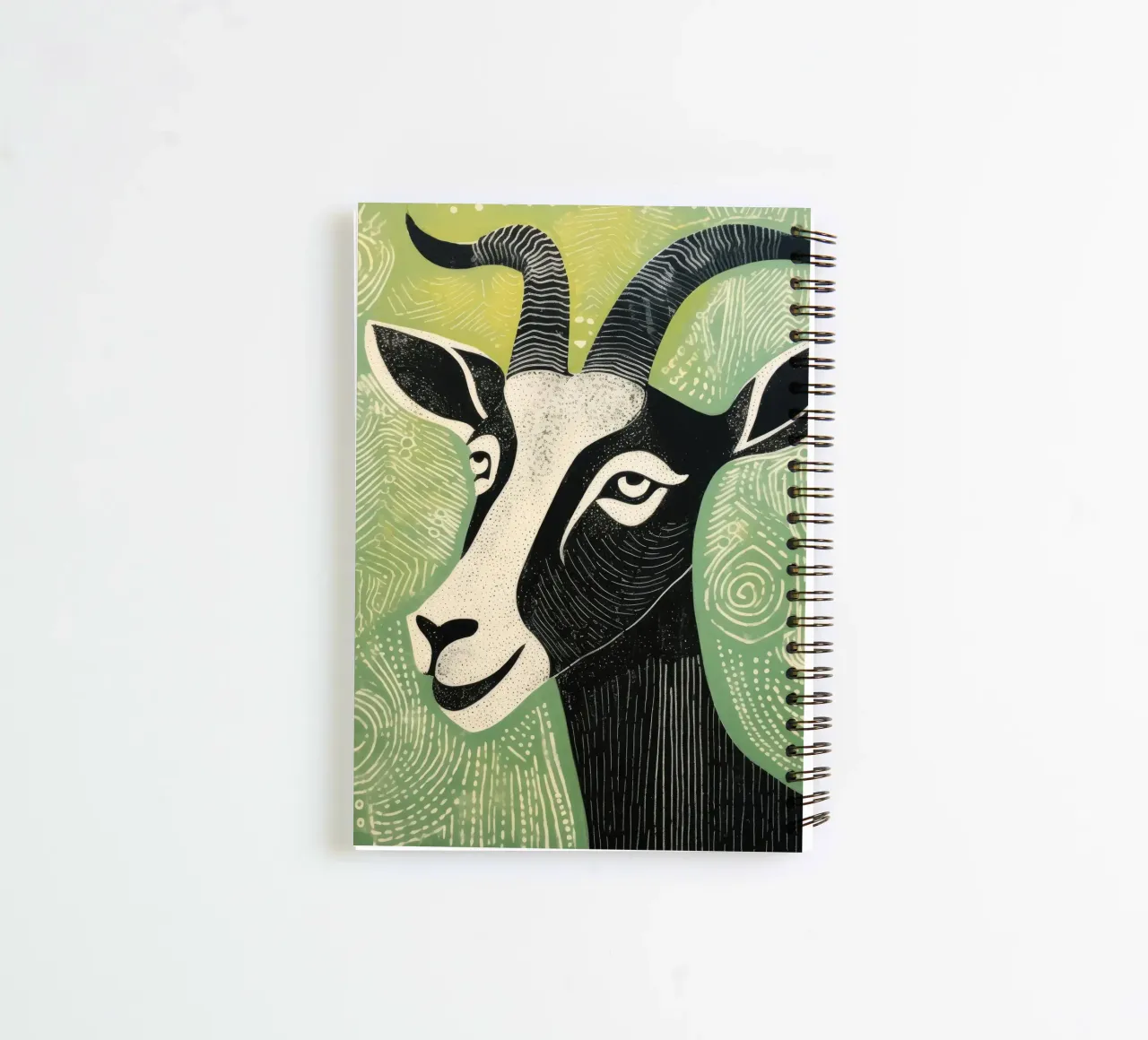 Green Goat 2 spiral notebook by Minimal Animal Art