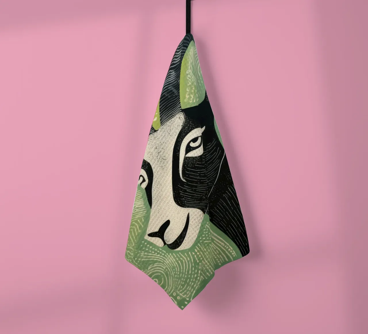 Groene geit 2 theedoek van Minimal Animal Art
