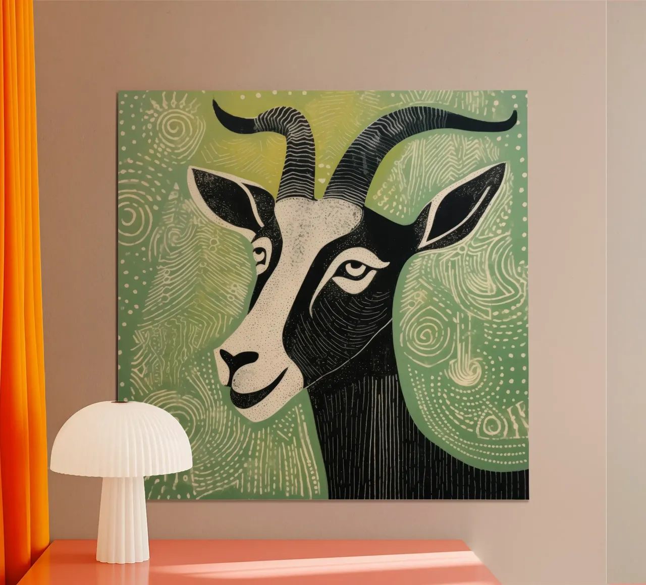 Groene geit 2 poster van Minimal Animal Art