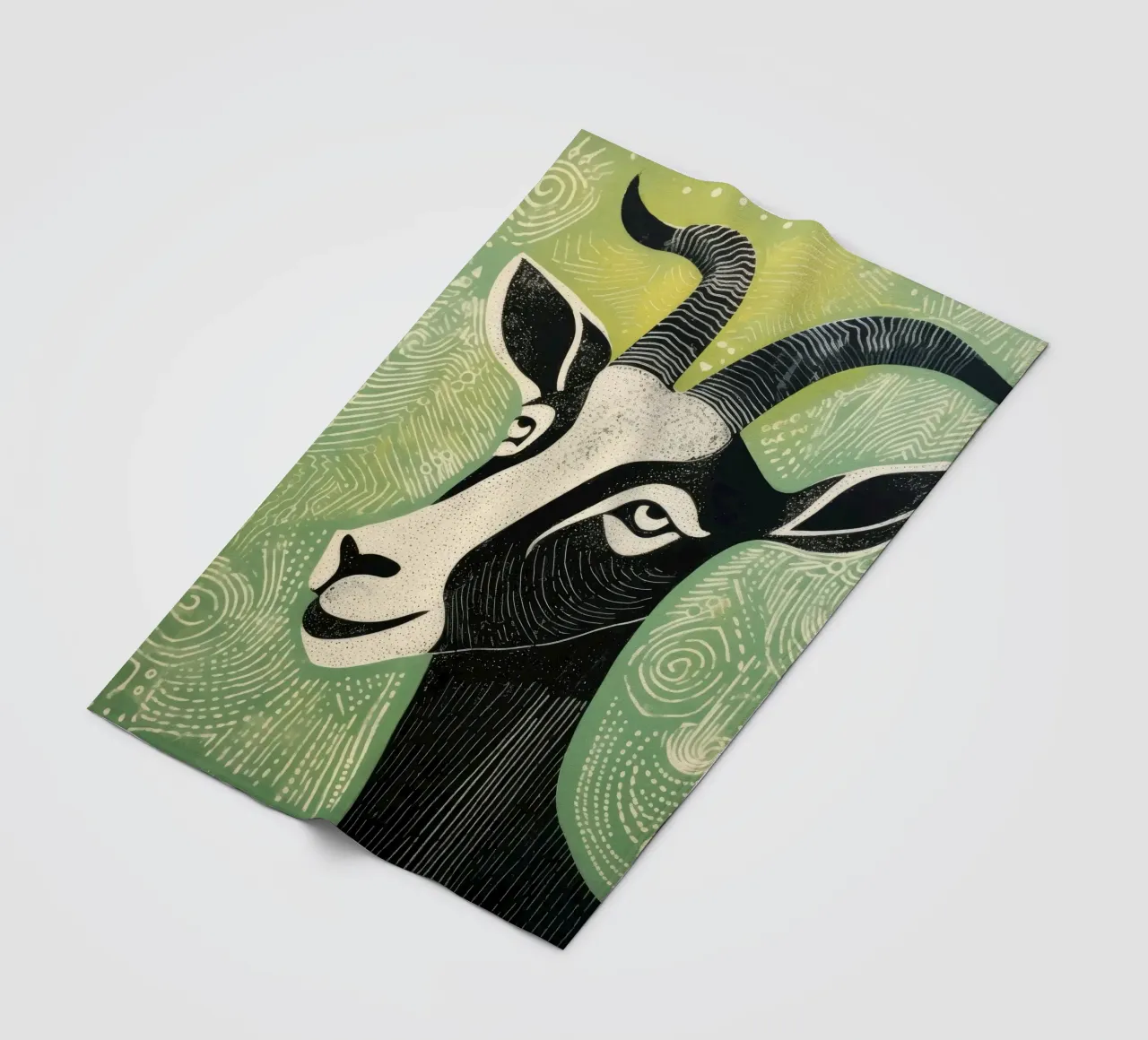Green Goat 2 fleece blanket by Minimal Animal Art