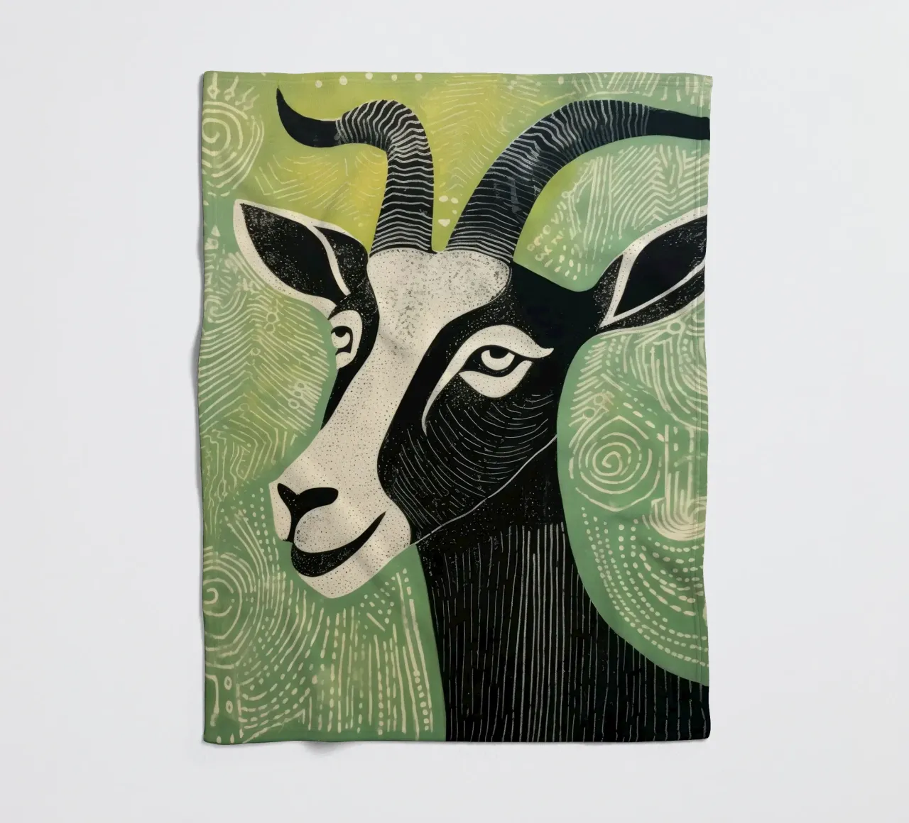 Green Goat 2 fleece blanket by Minimal Animal Art