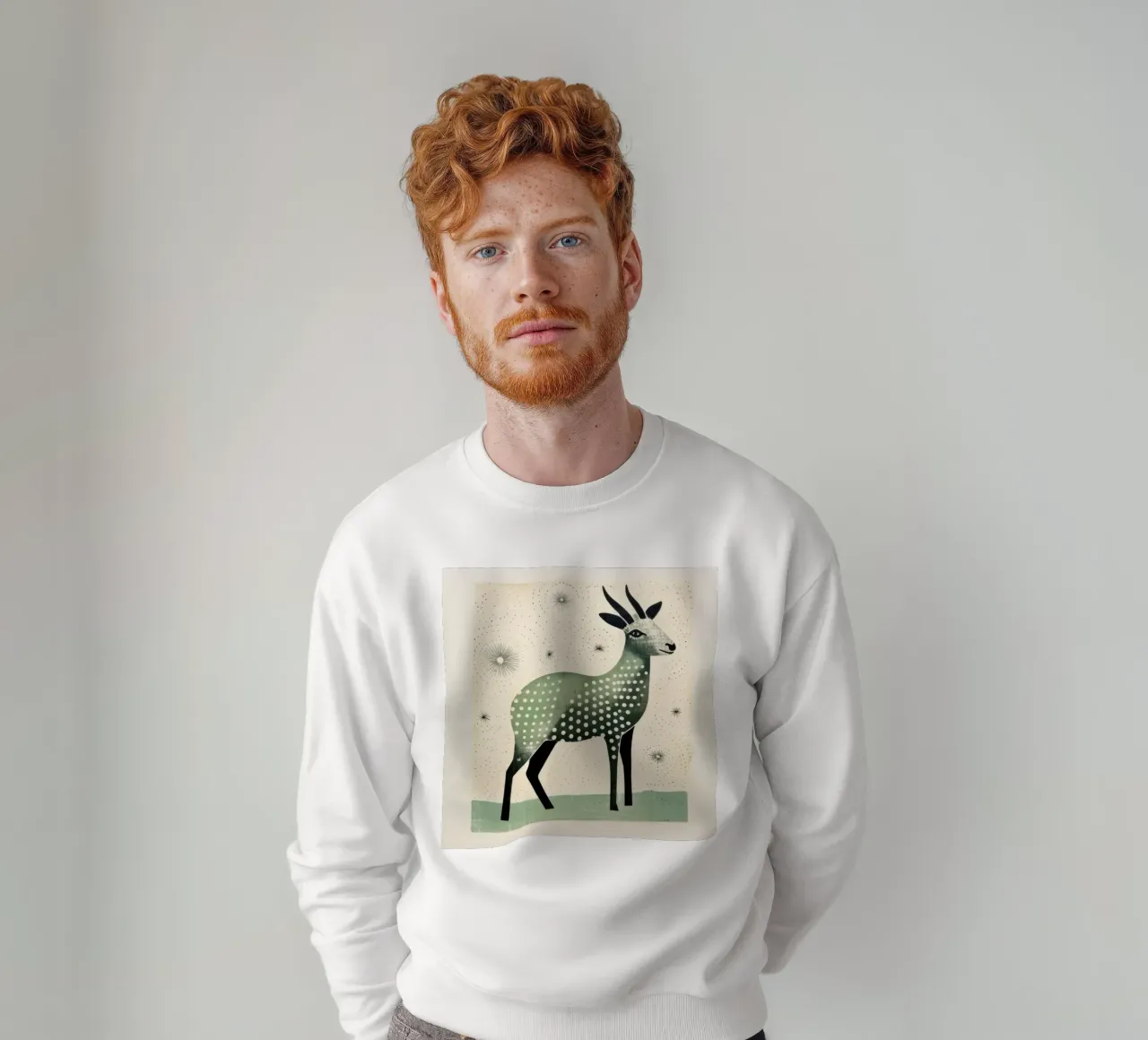Capra verde 3 felpa da Minimal Animal Art