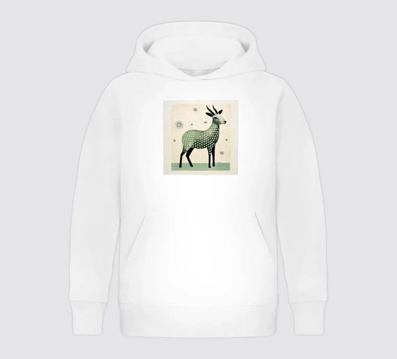 Green Goat 3 kids hoodie by Minimal Animal Art