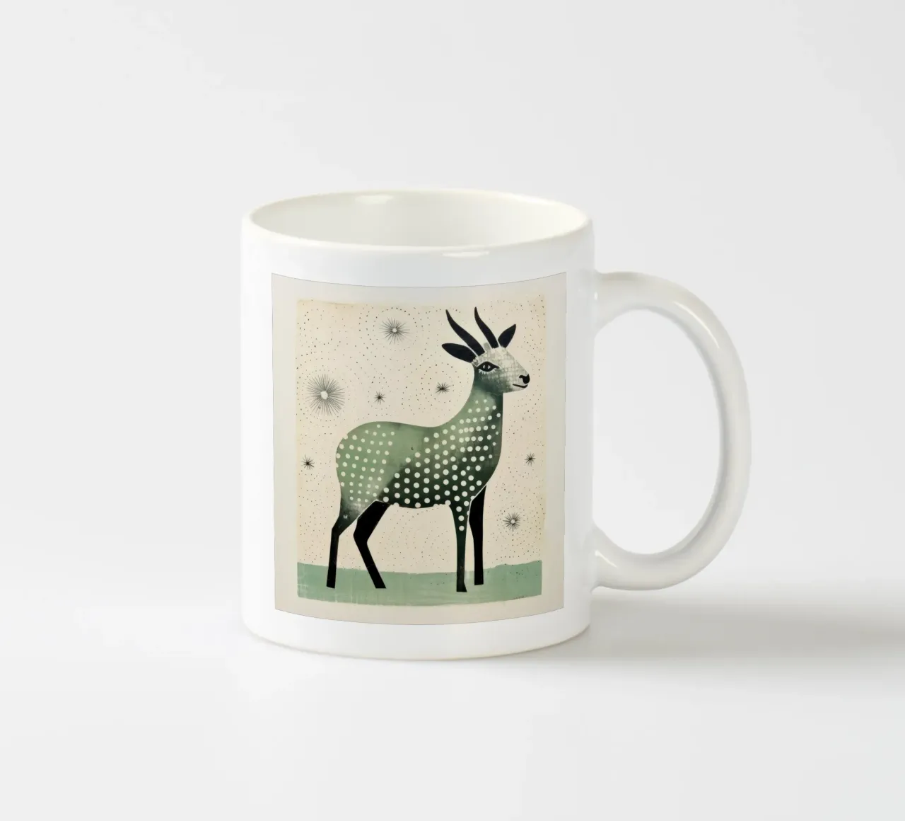 Capra verde 3 tazza in ceramica da Minimal Animal Art