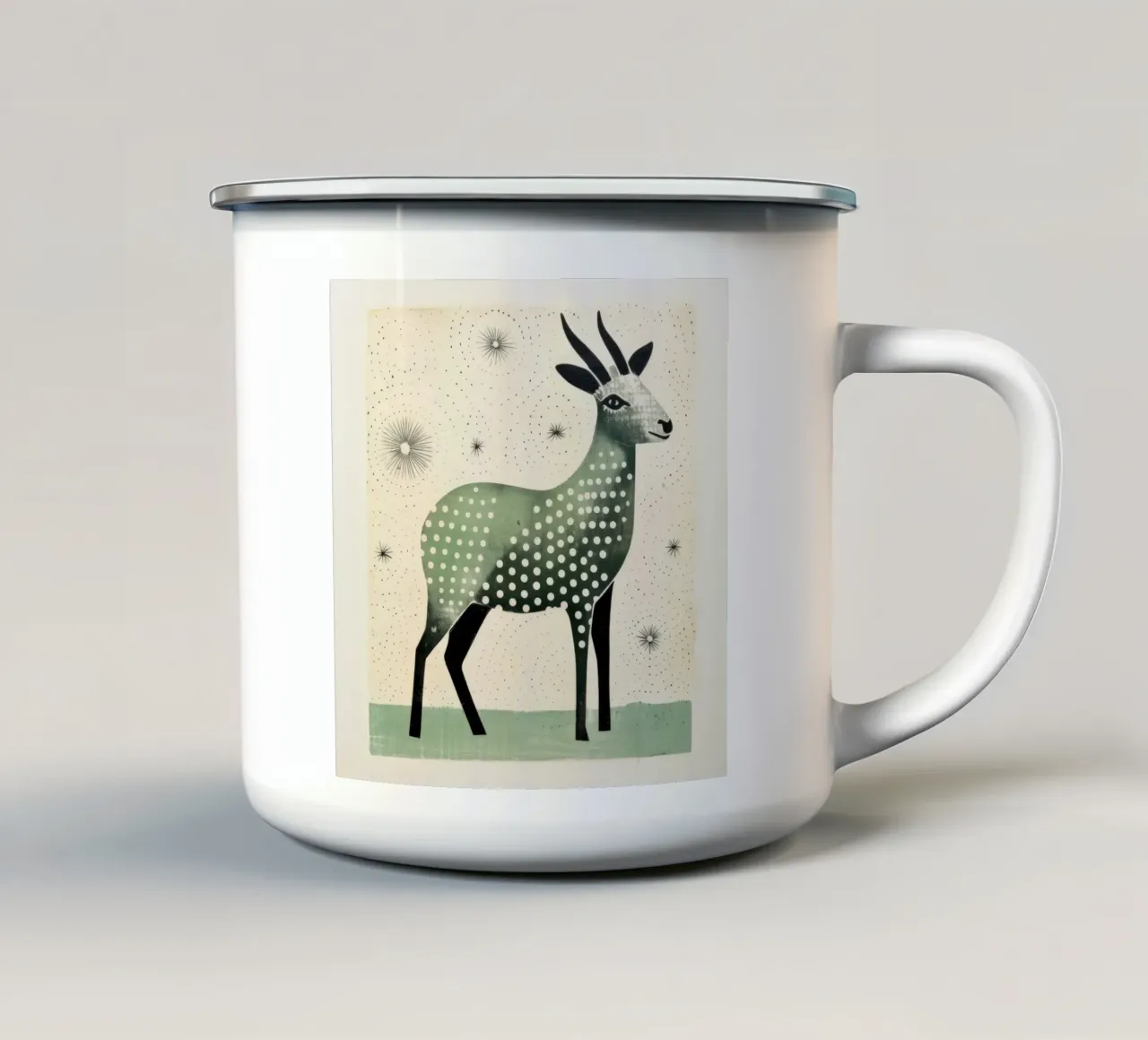 Capra verde 3 tazza in smalto da Minimal Animal Art