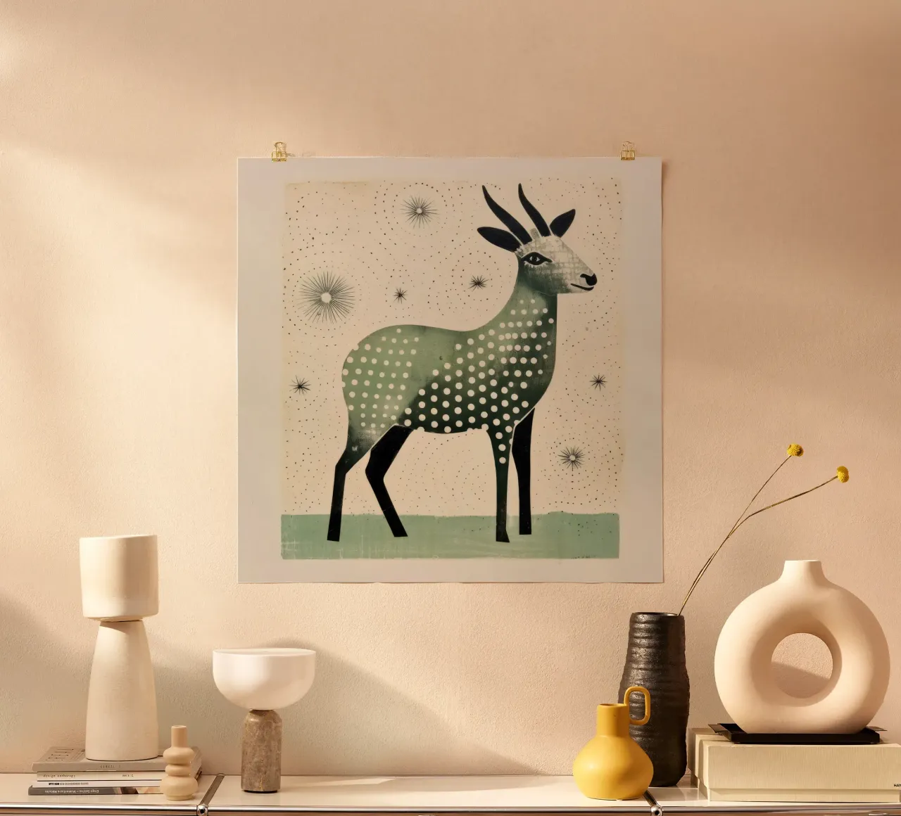 Capra verde 3 poster da Minimal Animal Art