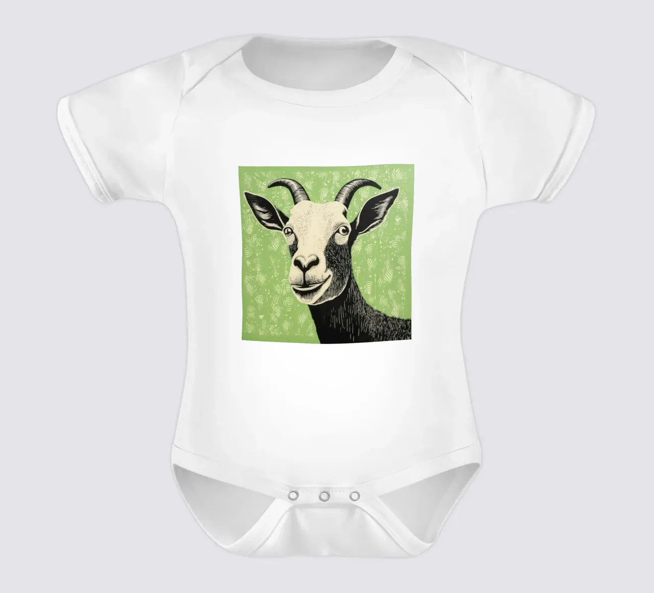 Groene geit 4 babyrompertje korte mouwen van Minimal Animal Art