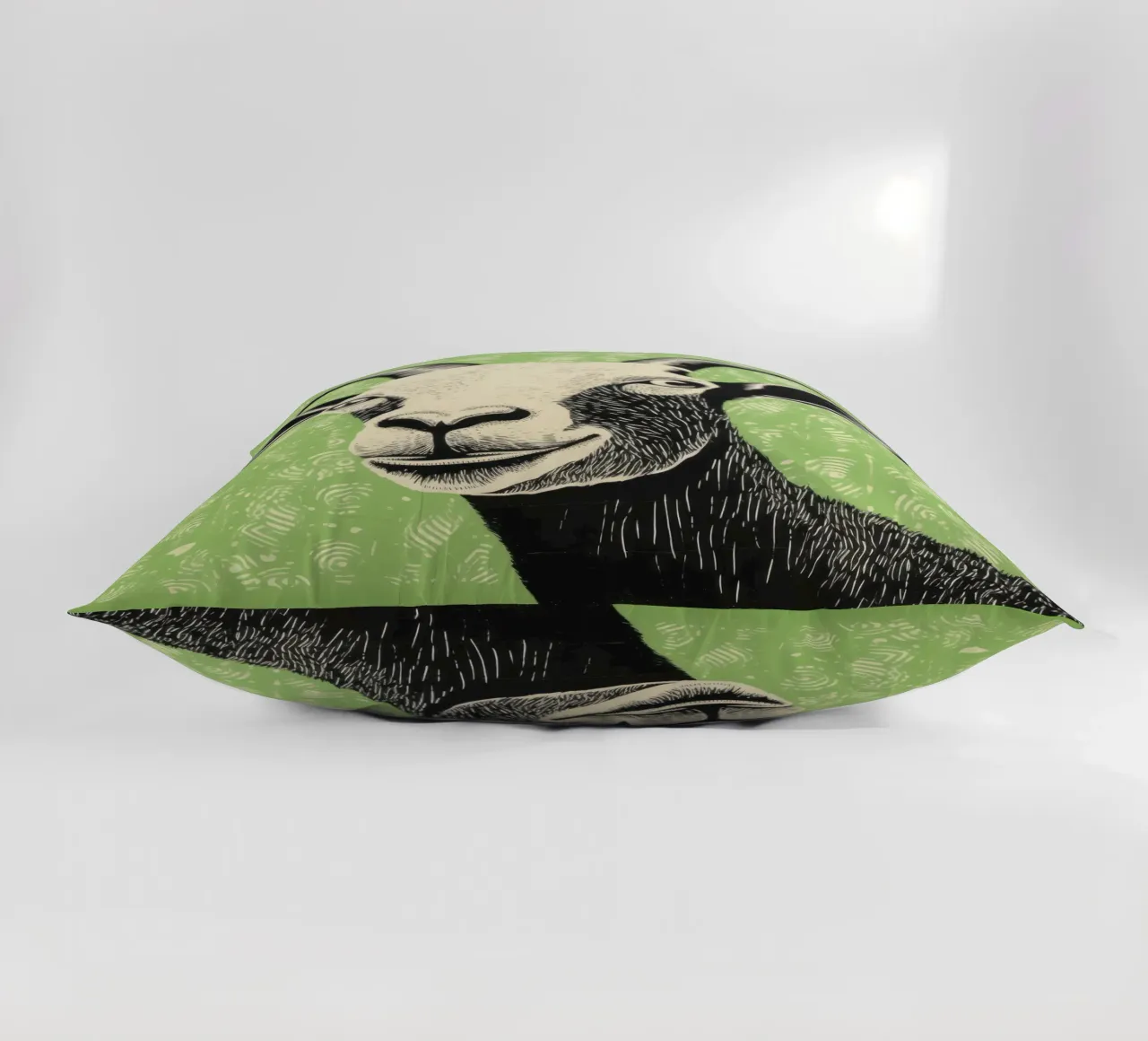 Green Goat 4 decorative cushion by Minimal Animal Art