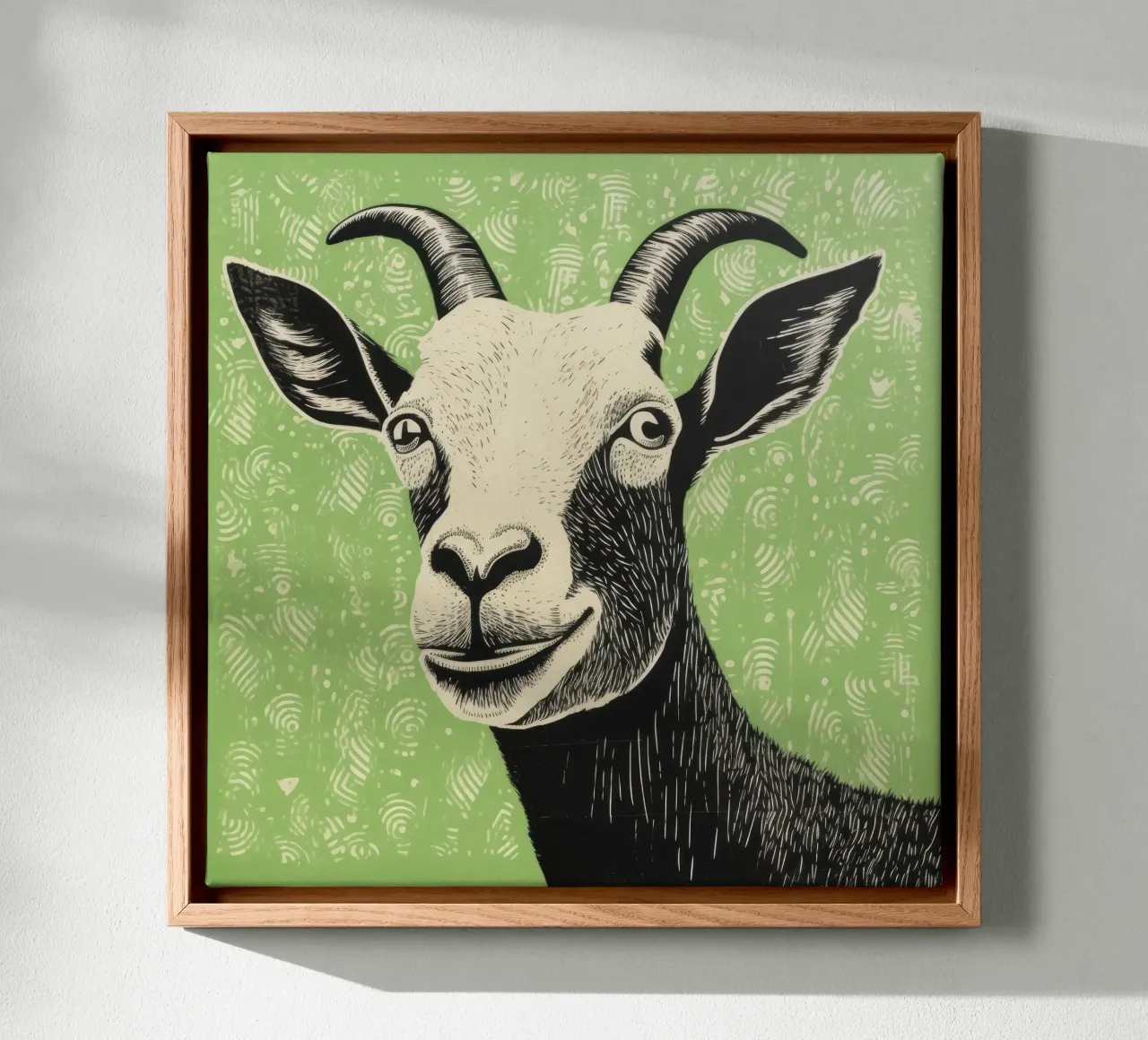 Groene geit 4 canvas van Minimal Animal Art