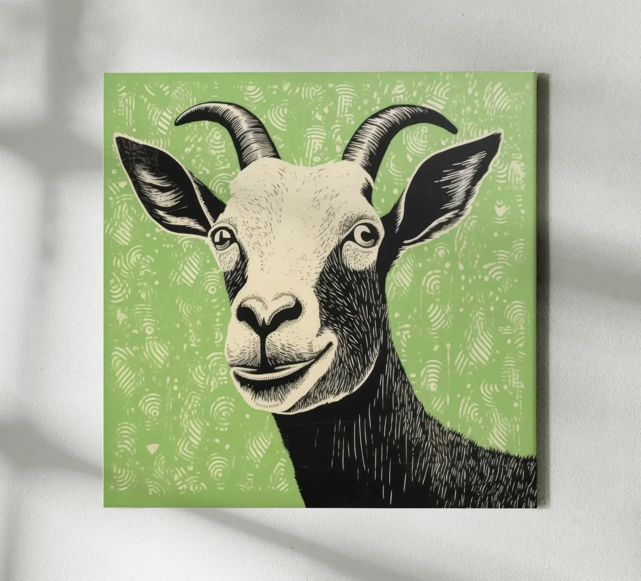 Groene geit 4 canvas van Minimal Animal Art
