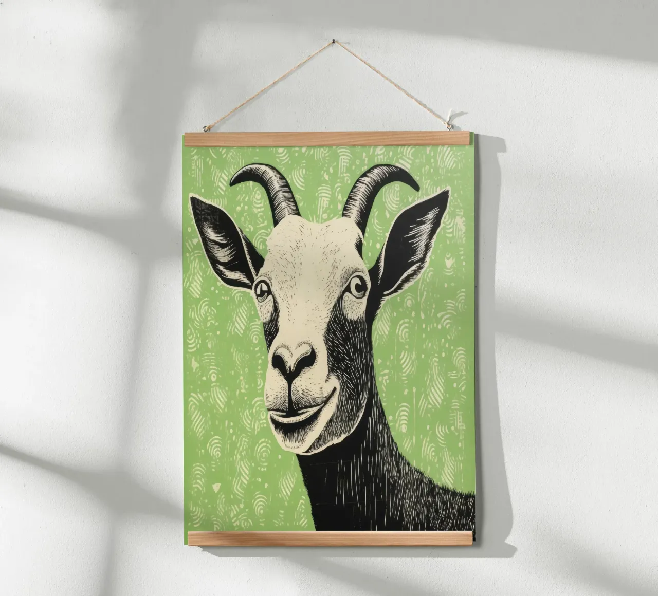 Groene geit 4 hahnemühle van Minimal Animal Art