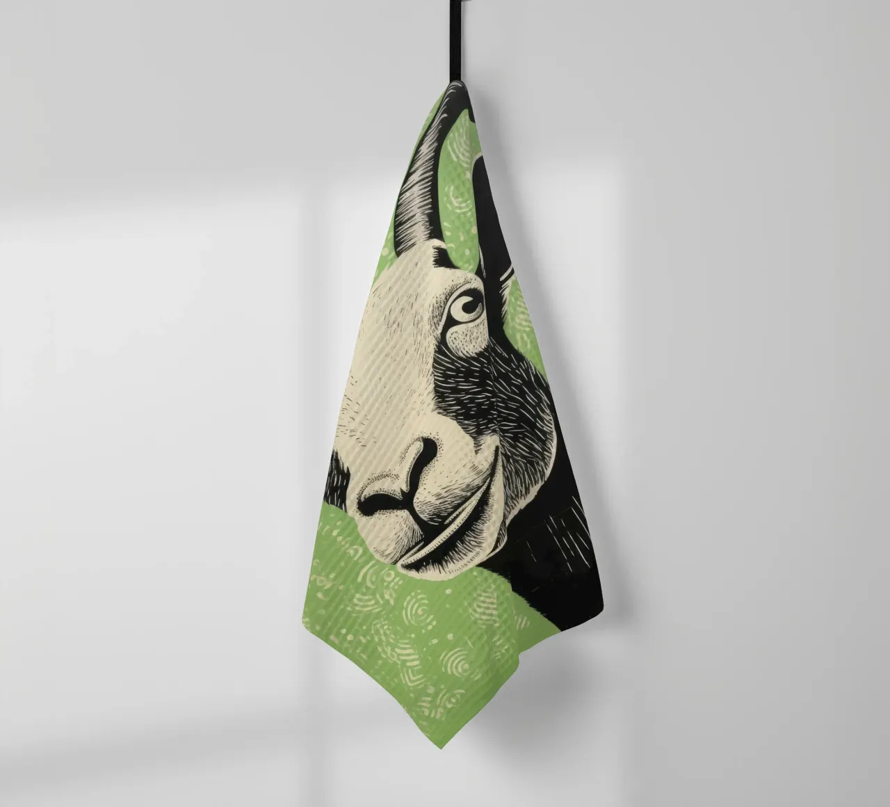 Groene geit 4 theedoek van Minimal Animal Art