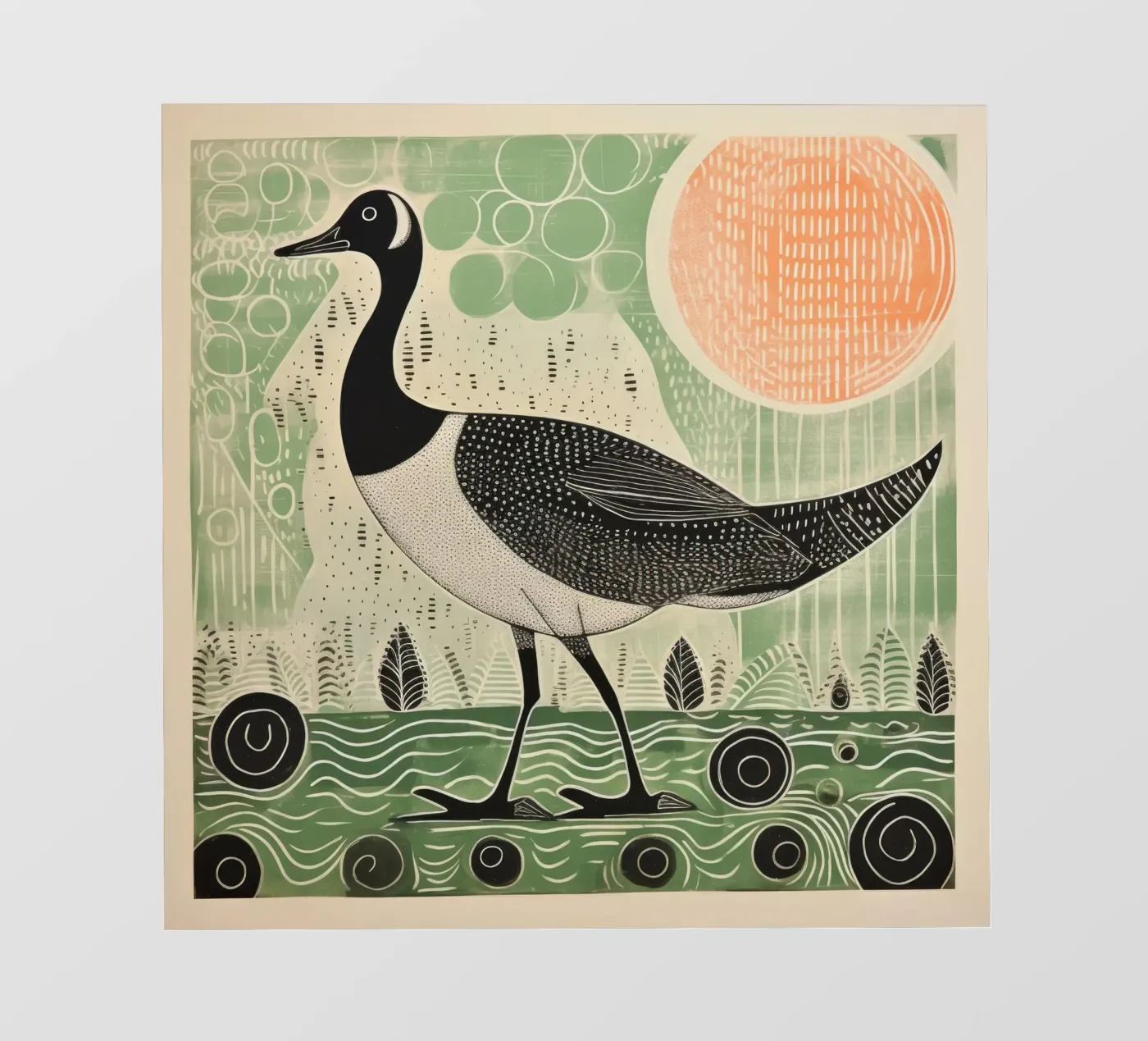 Groene Gans fotobehang van Minimal Animal Art