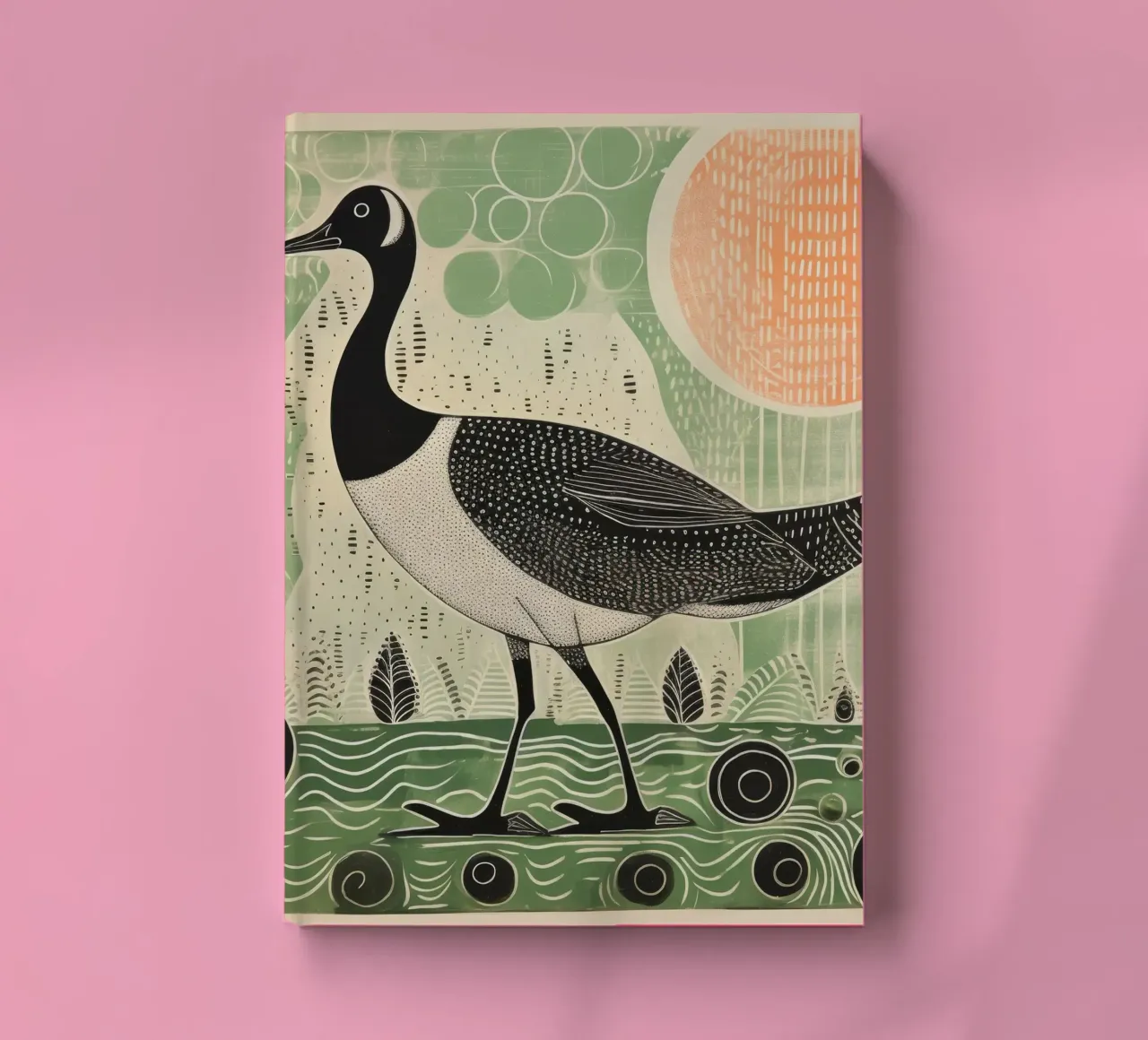 Green Goose 1 notebook by Minimal Animal Art