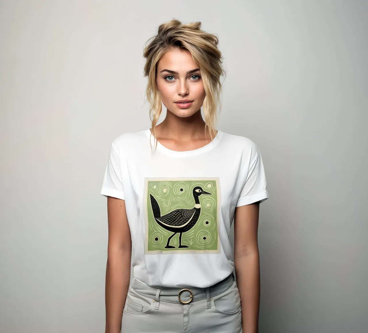 Green Goose 2 women's fitted t-shirt by Minimal Animal Art