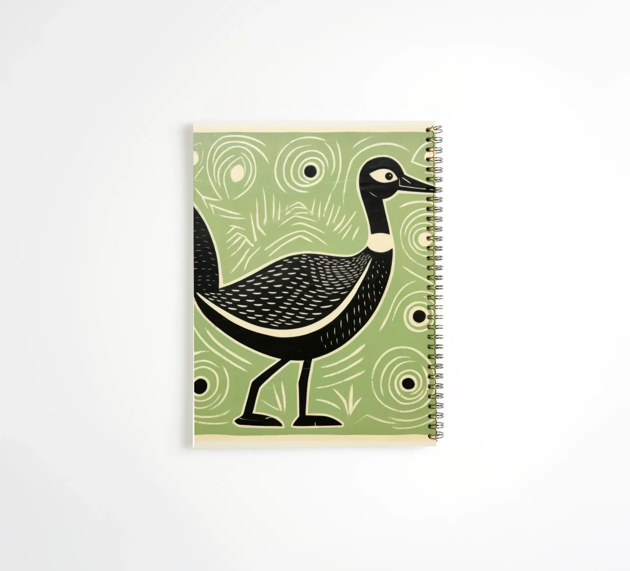 Green Goose 2 spiral notebook by Minimal Animal Art